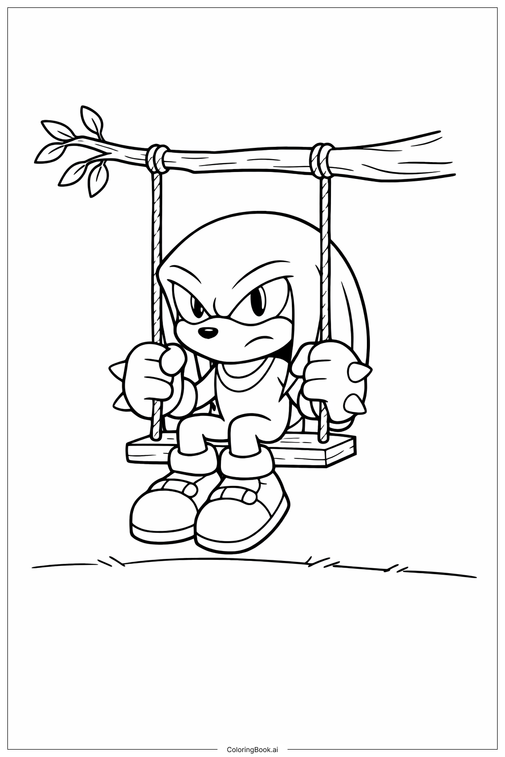  Página para colorir de Knuckles no Balanço 