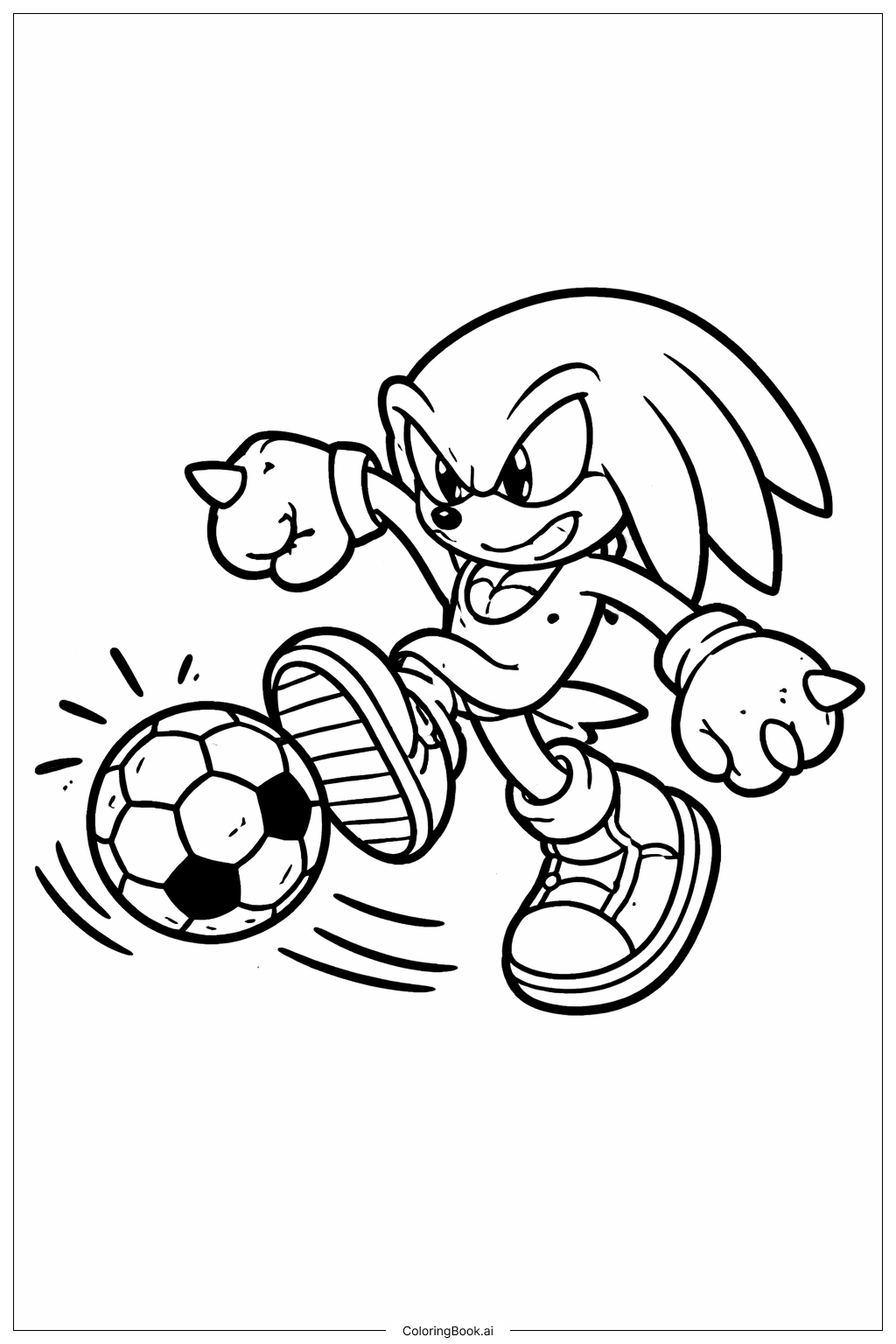  Página para colorir de Knuckles Jogando Bola 
