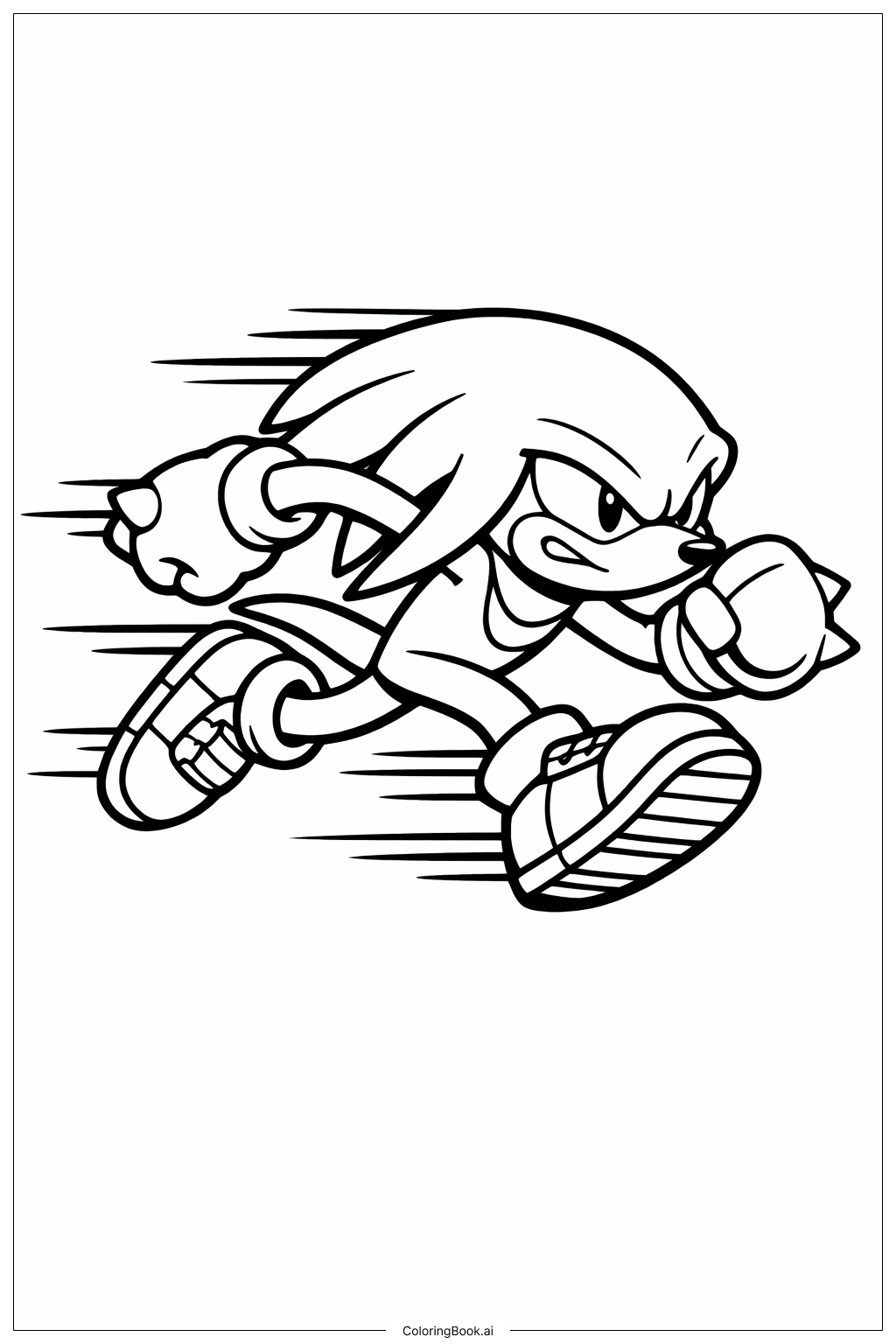  Página para colorir de Knuckles Correndo 