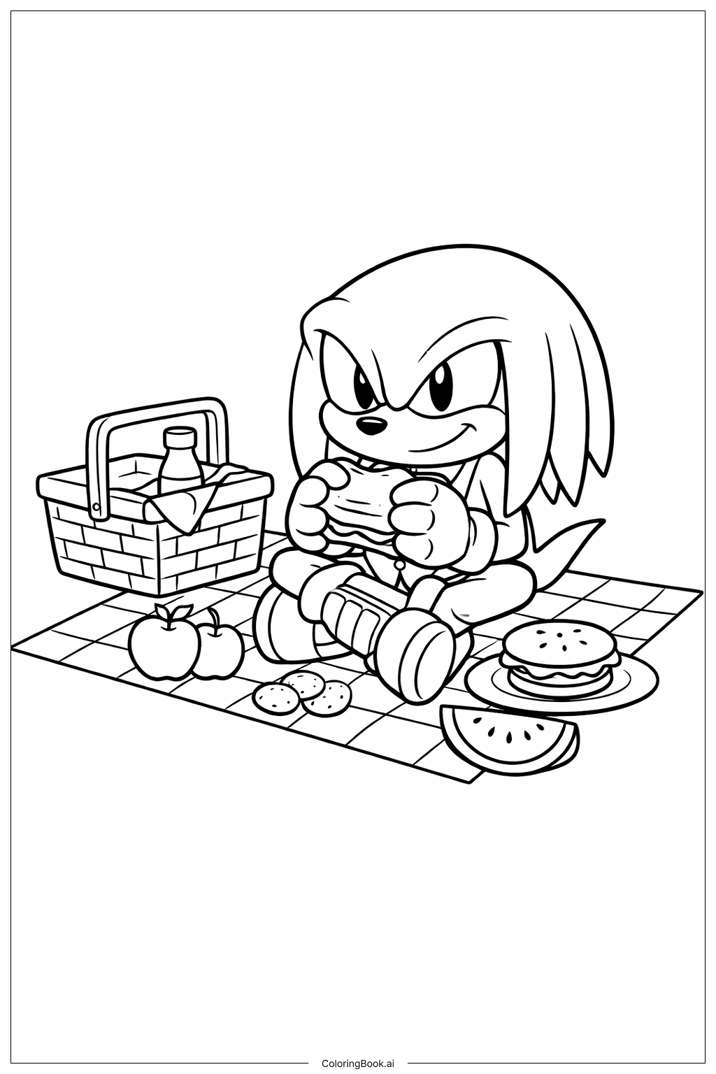 Knuckles Compartilhando um Piquenique