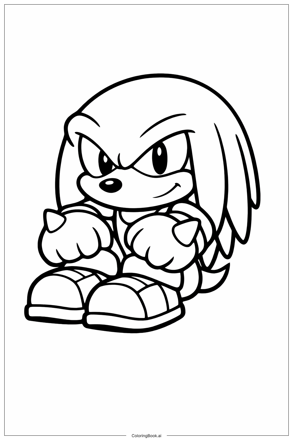  Página para colorir de Knuckles Sentado 