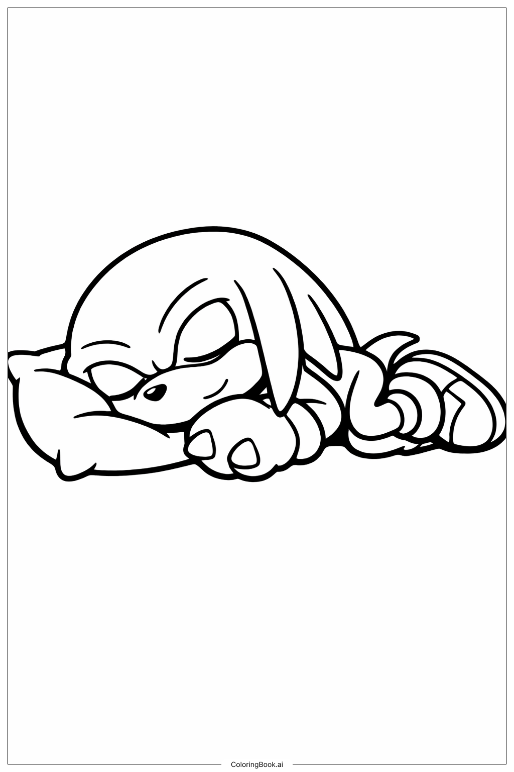 Página para colorir de Knuckles Dormindo Tranquilamente 