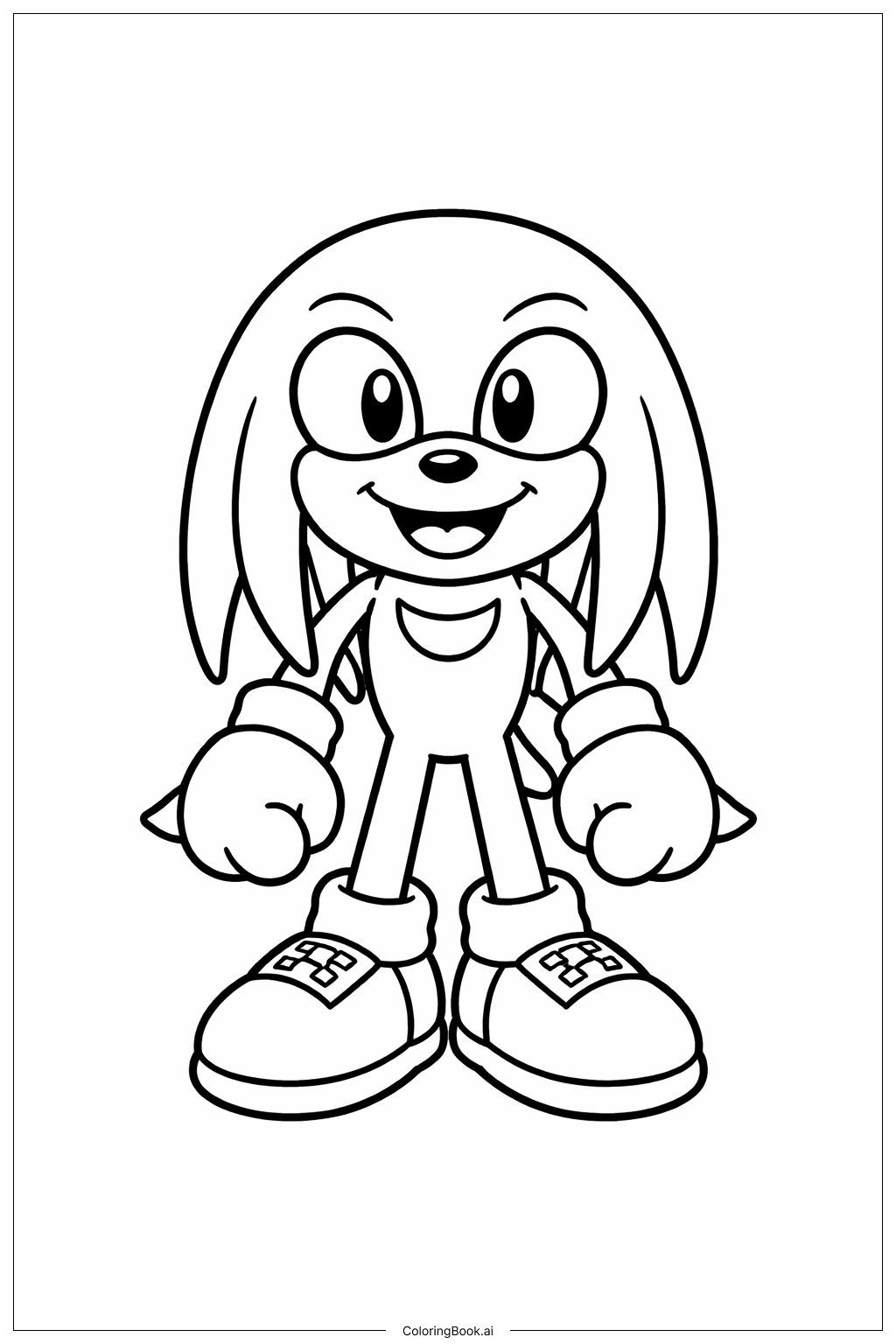  Página para colorir de Knuckles Sorrindo Grande 
