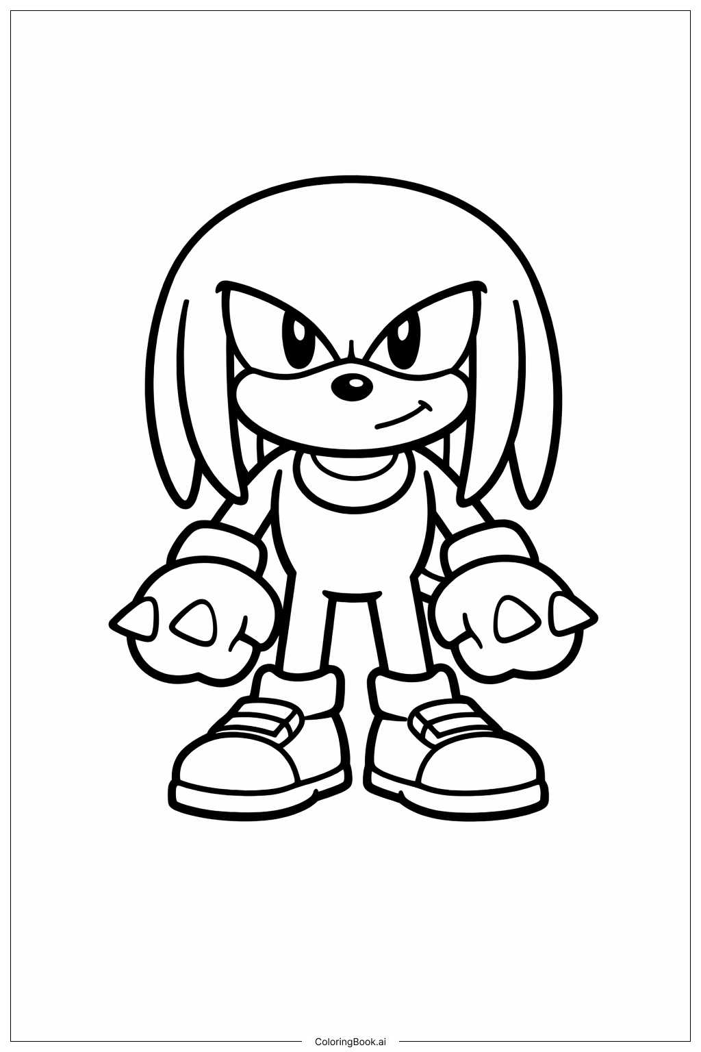  Página para colorir de Pose de Knuckles em Pé 