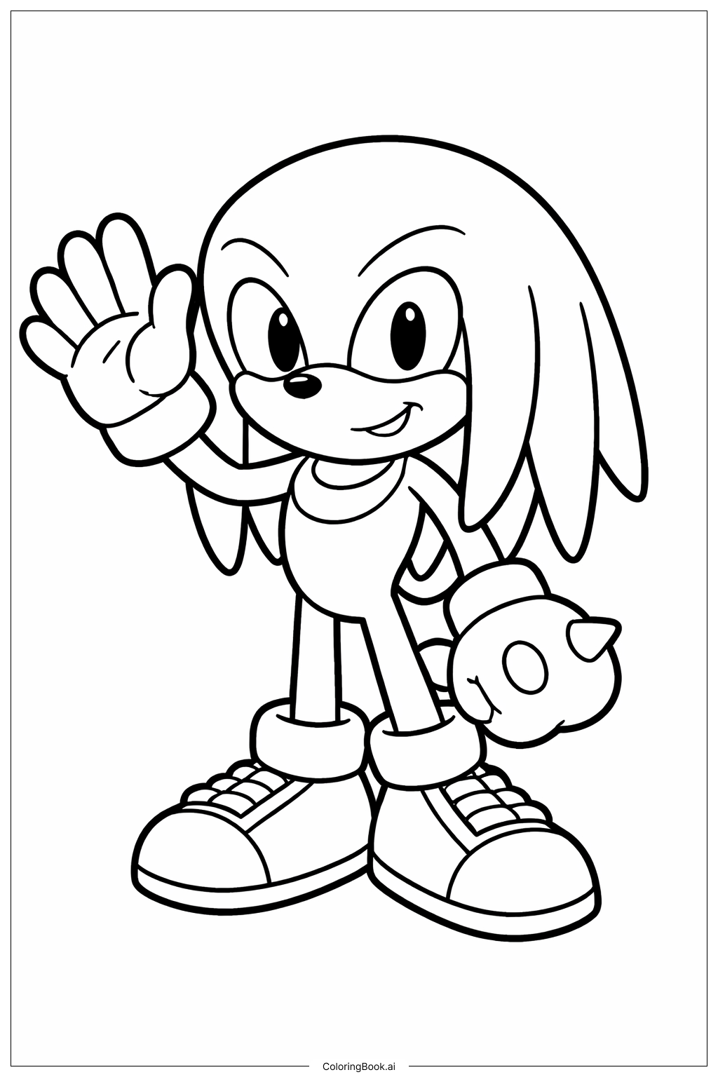  Página para colorir de Knuckles Acenando 
