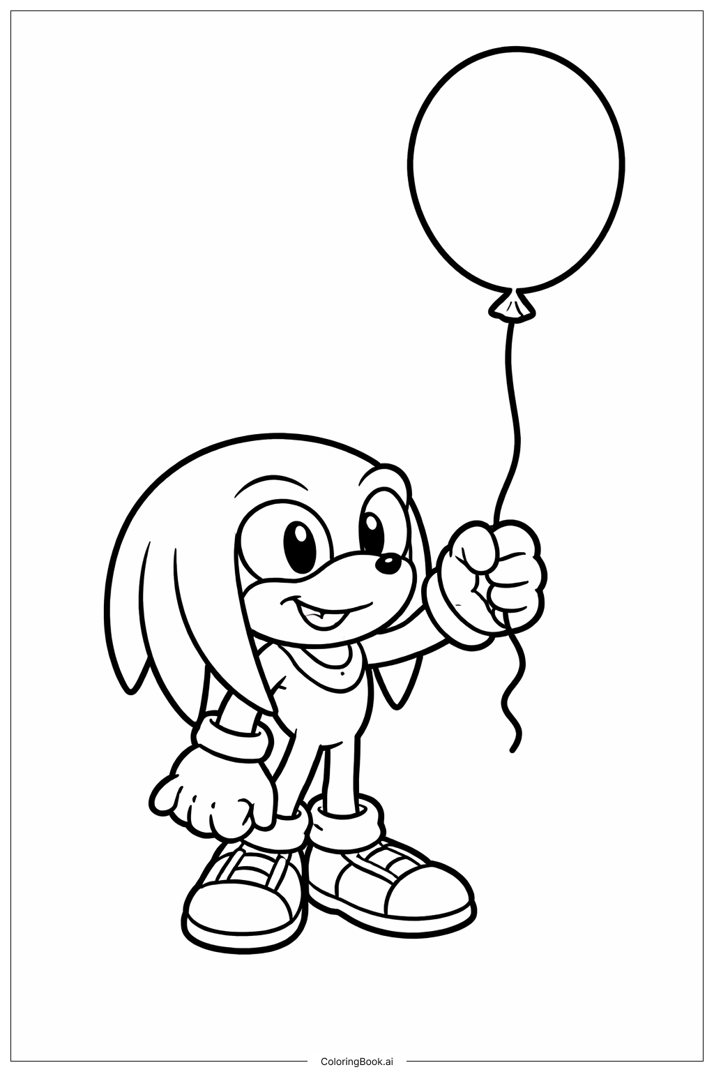  Página para colorir de Knuckles com Balão 