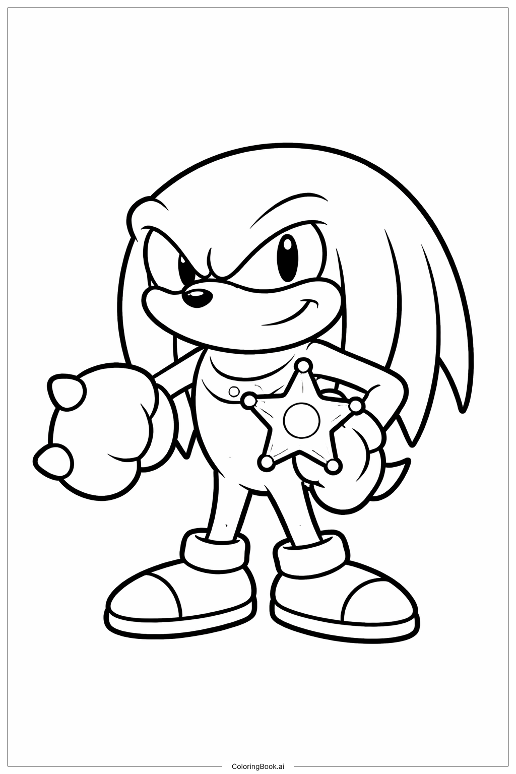  Página para colorir de Knuckles com Distintivo de Estrela 