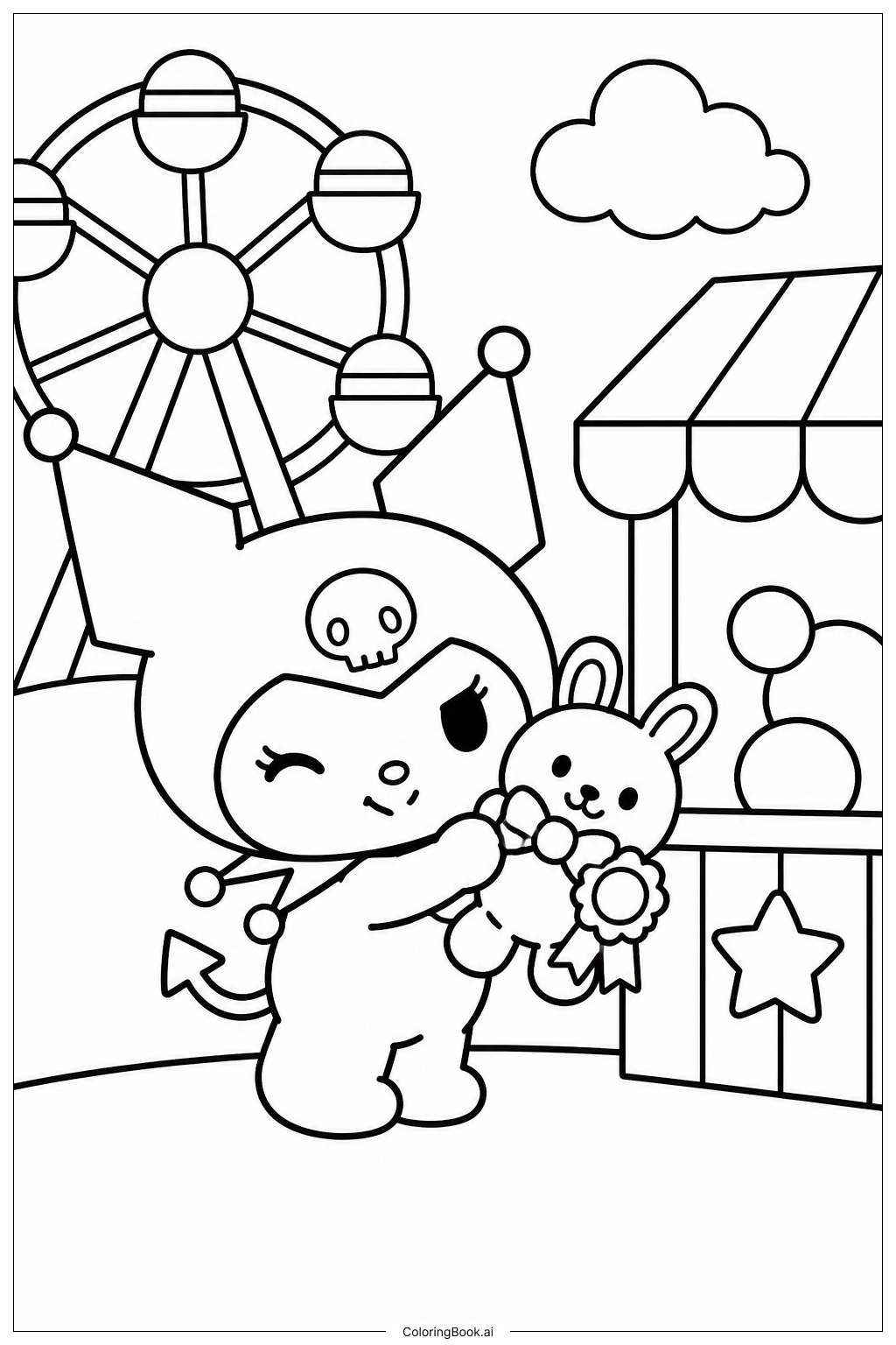 Página para colorir de Kuromi no Carnaval
