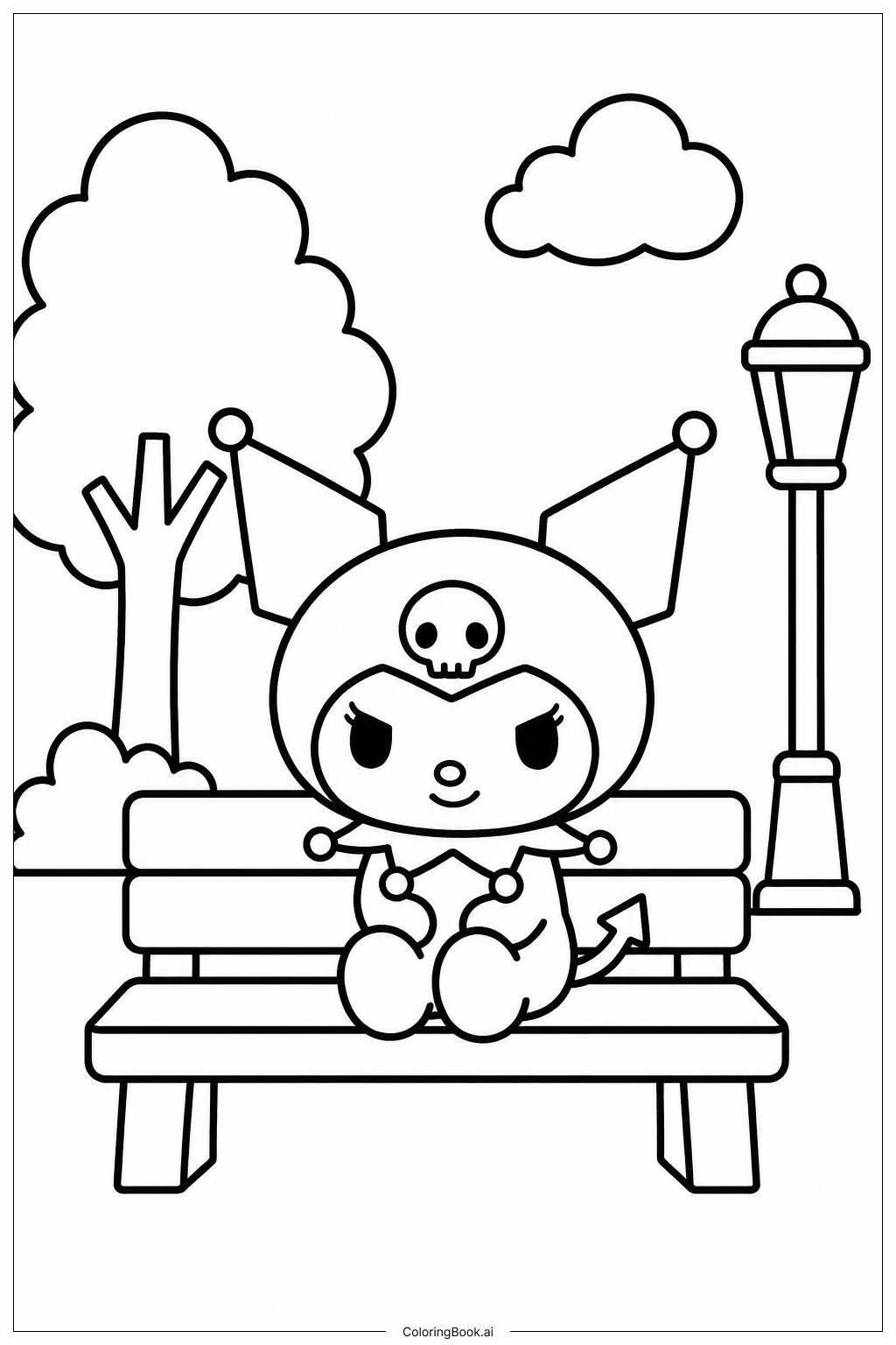 Página para colorir de Kuromi no Parque