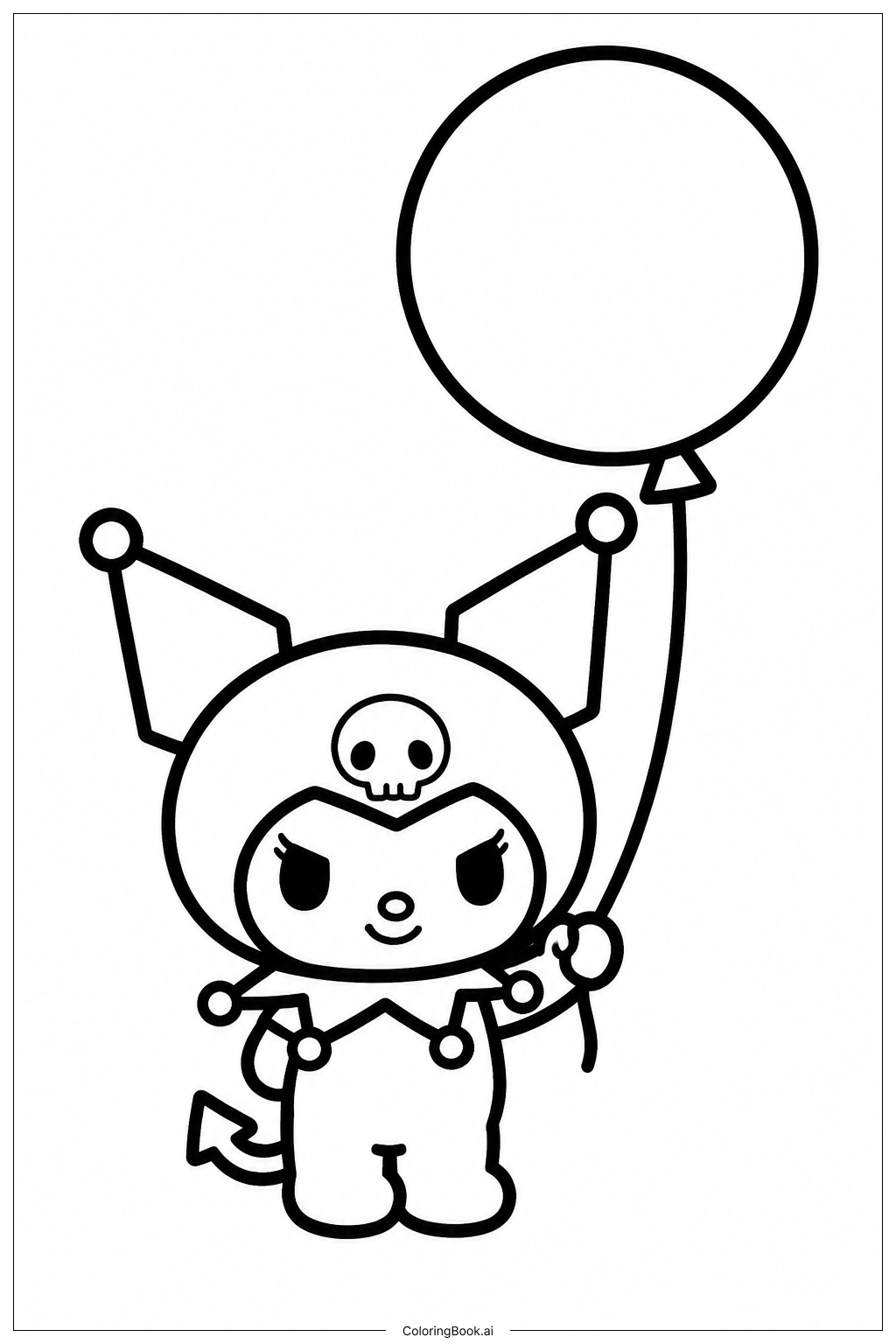Página para colorir de Kuromi Segurando Balão