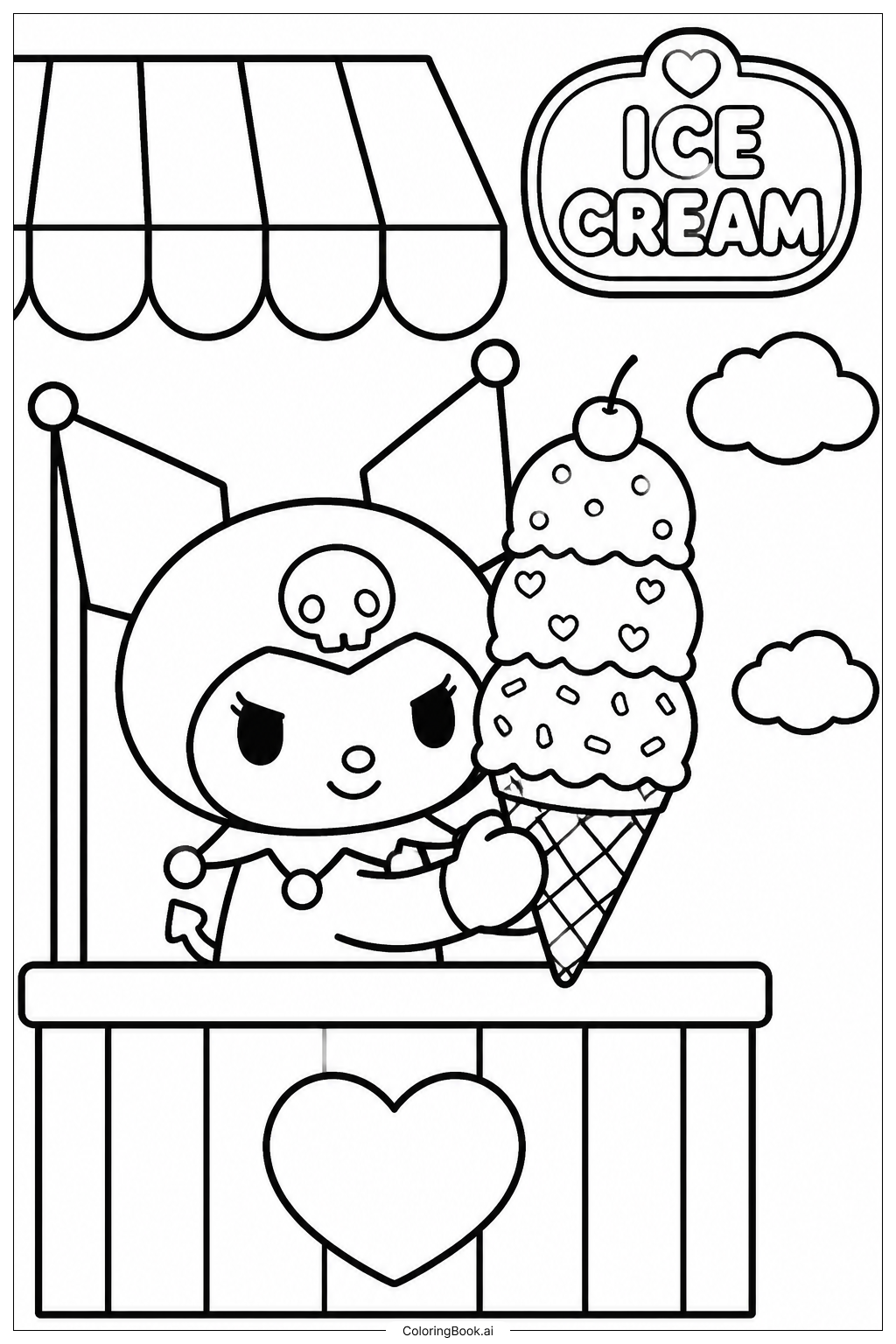 Kuromi Coloring Page