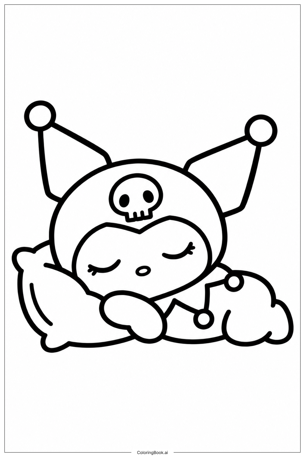Página para colorir de Kuromi Dormindo