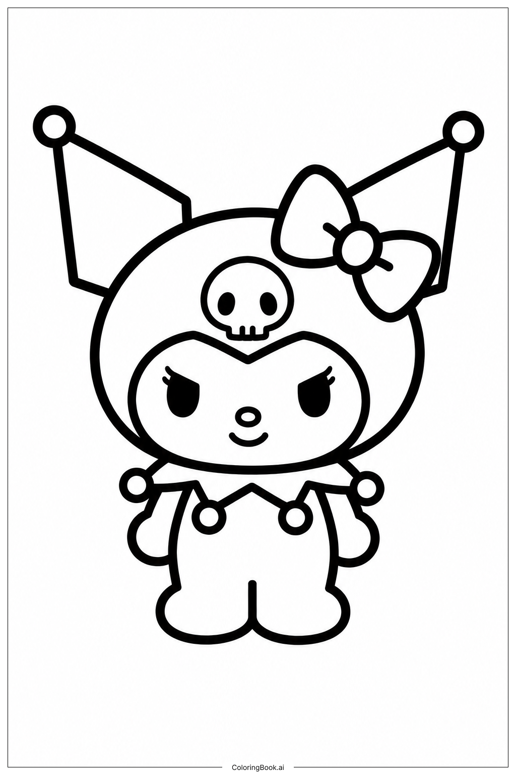 Página para colorir de Kuromi em Pé