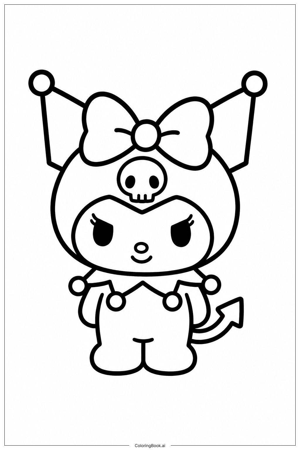 Página para colorir de Kuromi com Laço