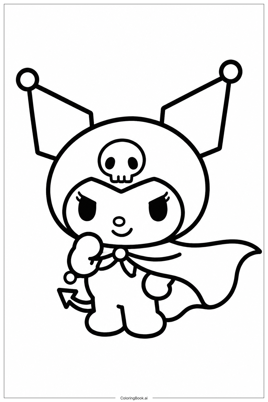 Página para colorir de Kuromi com Capa