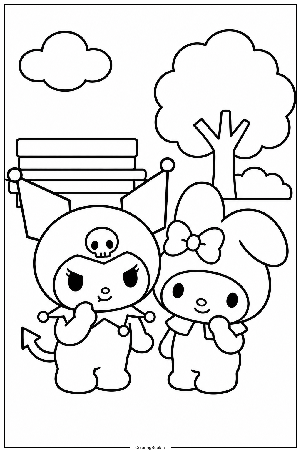 Página para colorir de Kuromi com Amigos