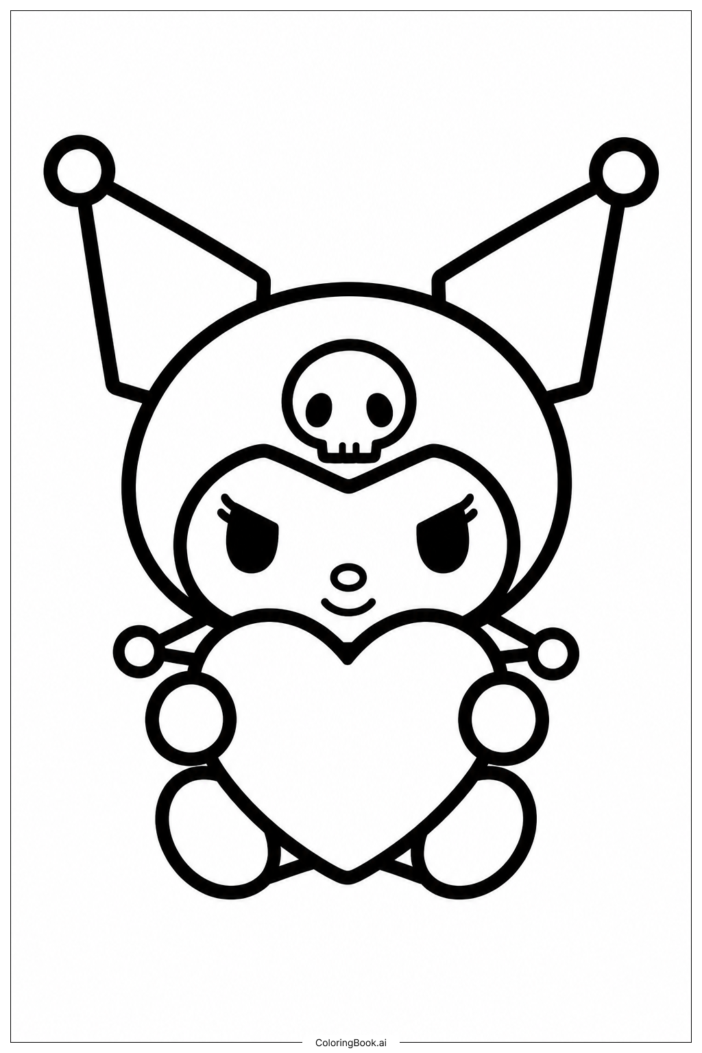 Página para colorir de Kuromi Com Coração