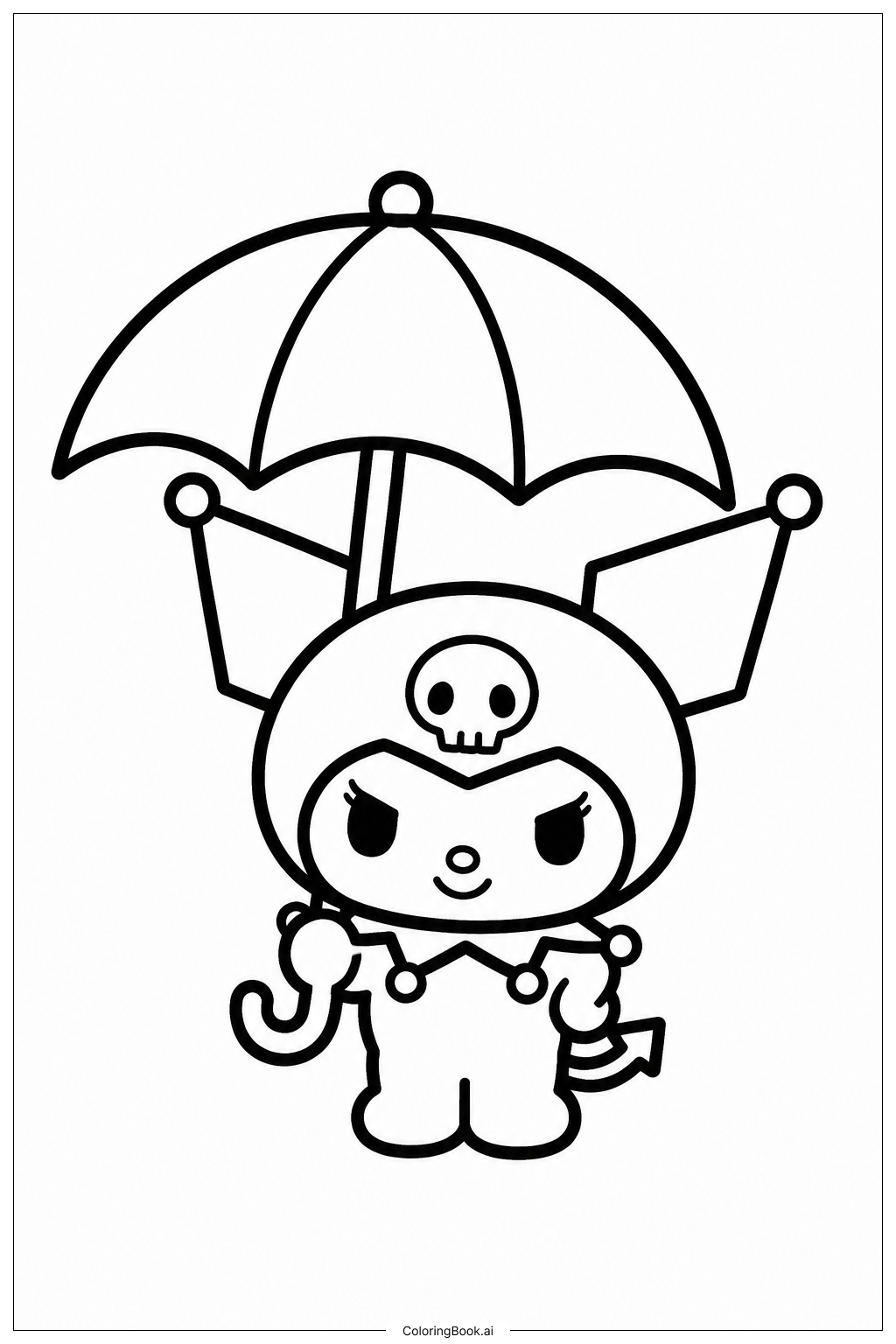 Página para colorir de Kuromi com Guarda-Chuva