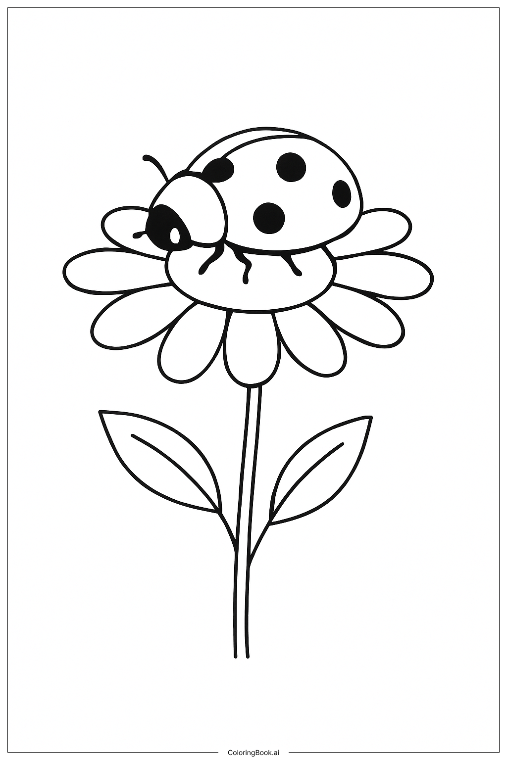  Lady Bug On A Flower Coloring Page 