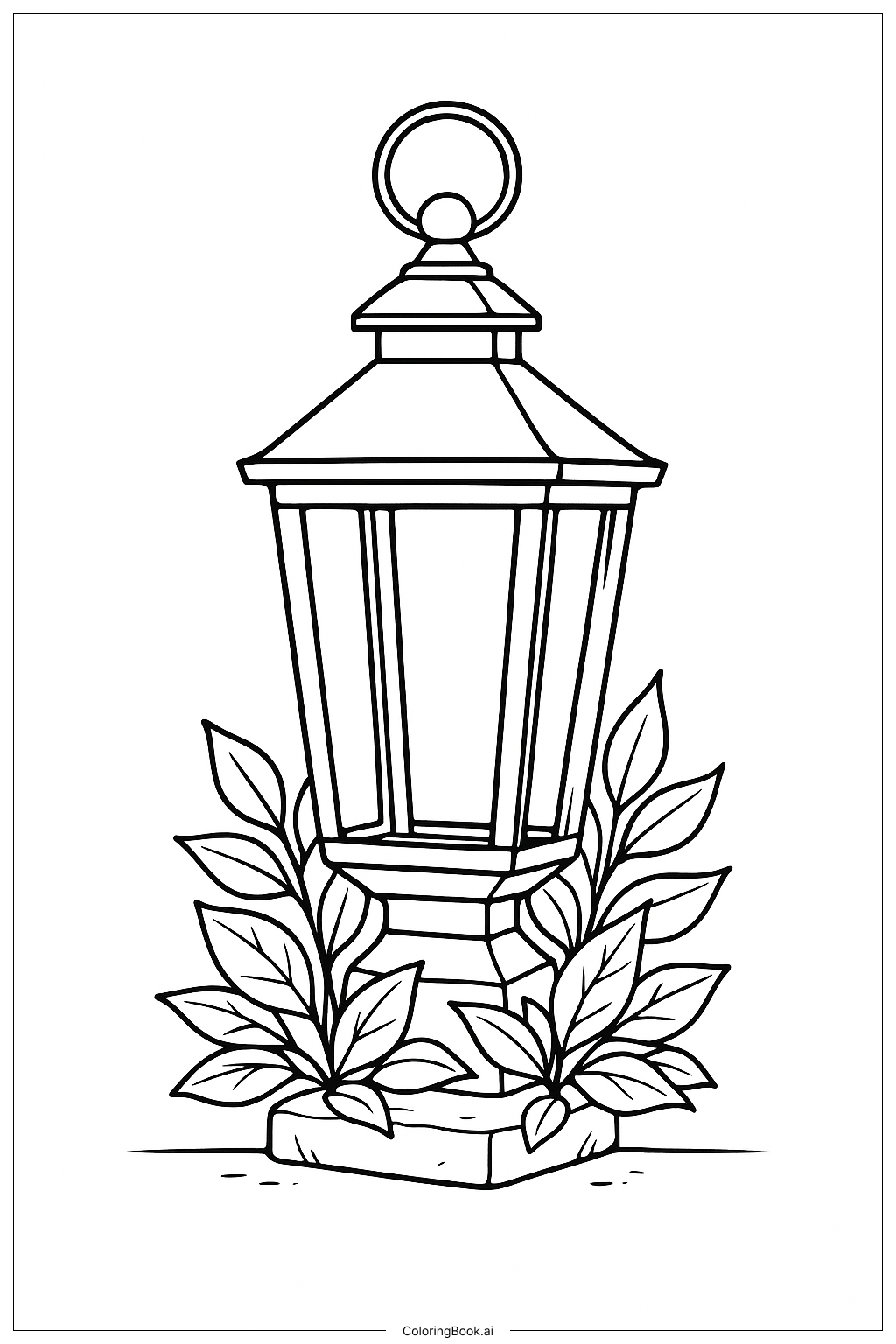 Página para colorir de Lanterna Com Folhas Caídas