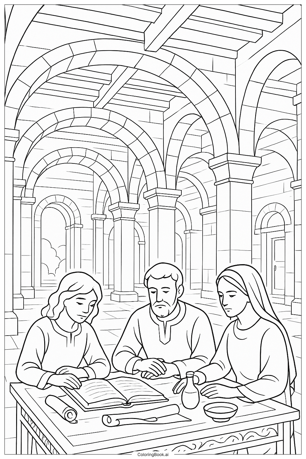  Das letzte Abendmahl Architektonisches Interieur Ausmalseite 