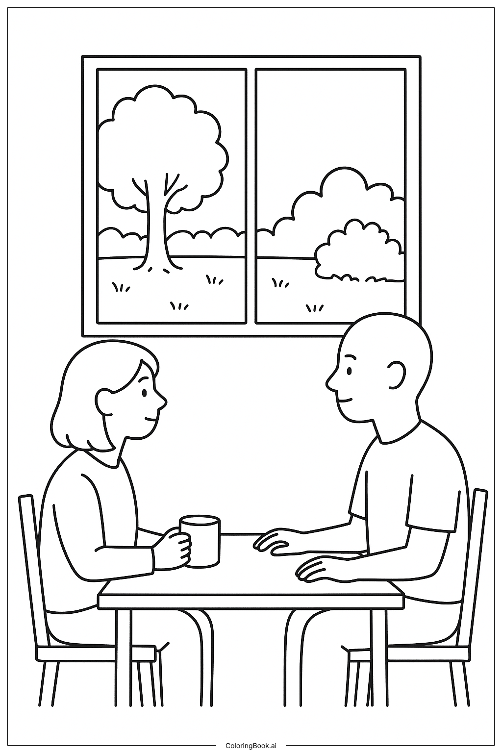  最后的晚餐花园窗户填色页 