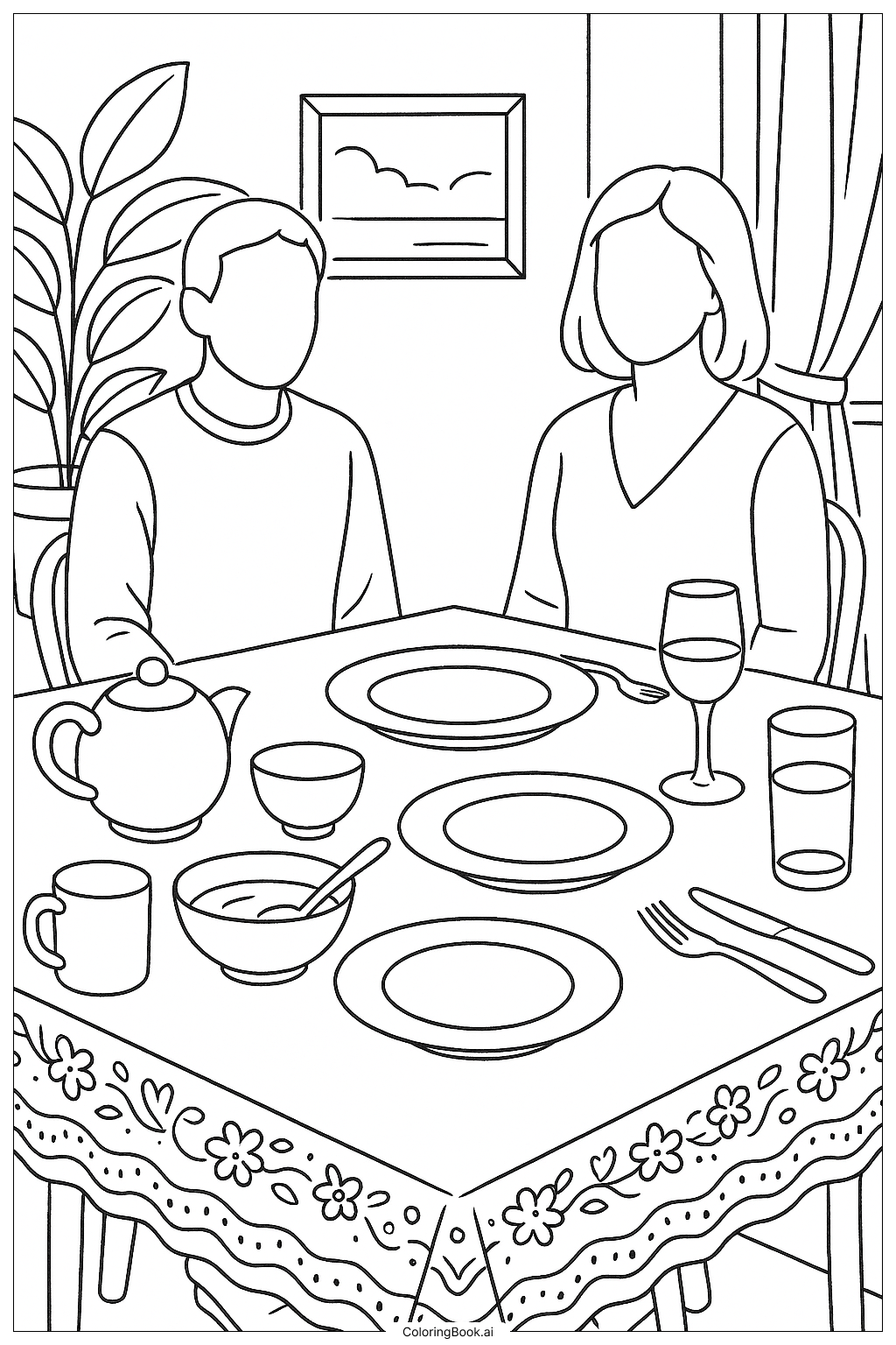  Página para colorear de Escena de Mesa en Capas de la Última Cena 