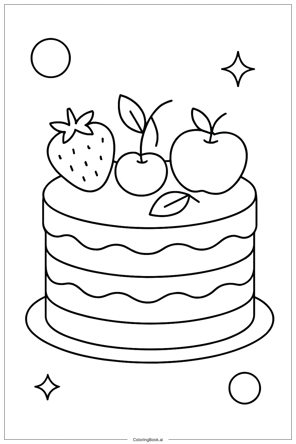  Layered Cake With Fruit Coloring Page 