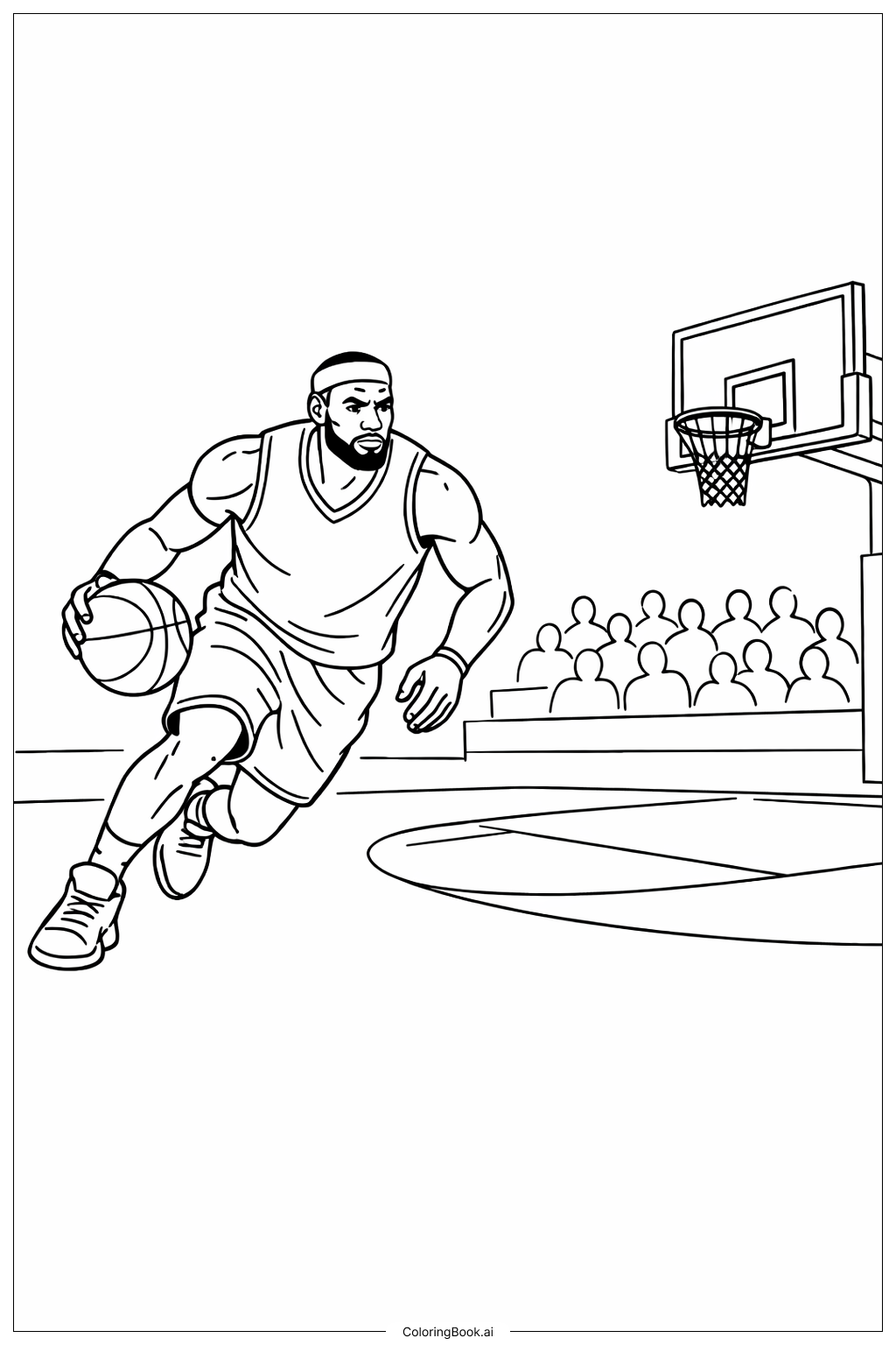  LeBron James Driving To Basket Coloring Page 