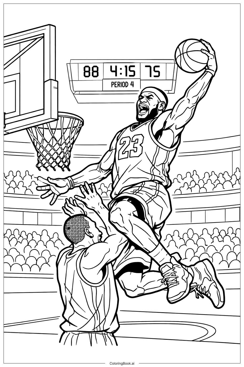  Lebron James Dunk Over Defender Coloring Page 
