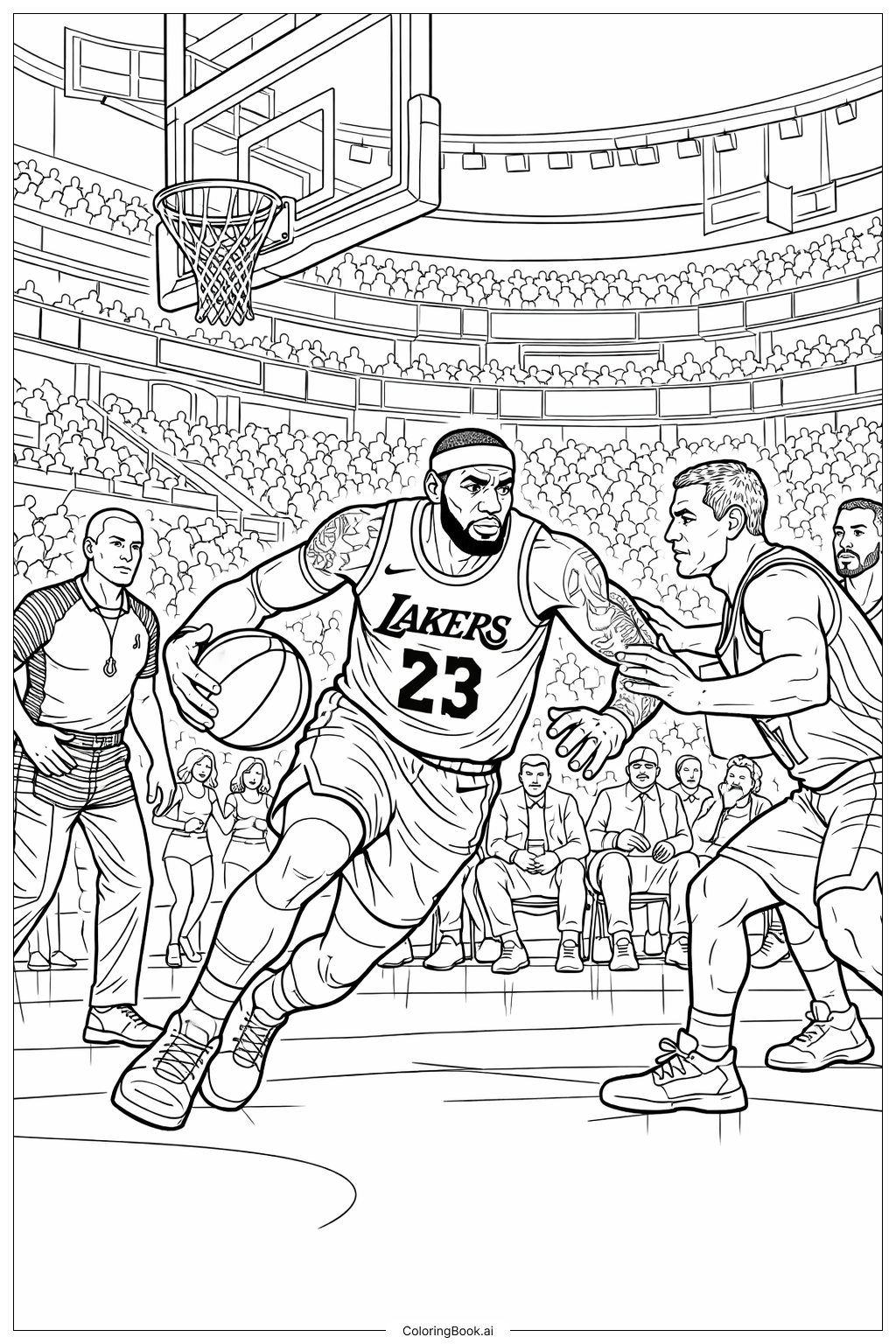  Lebron James In Full Game Scene Coloring Page 