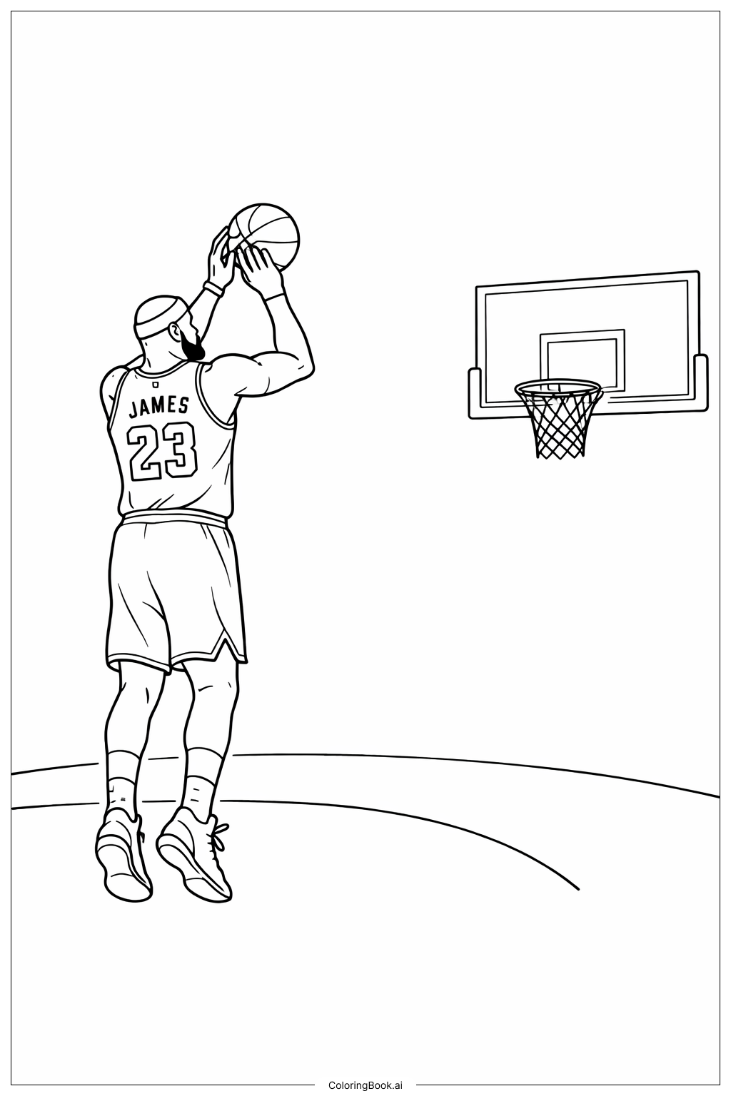  Lebron James Shooting Three Coloring Page 