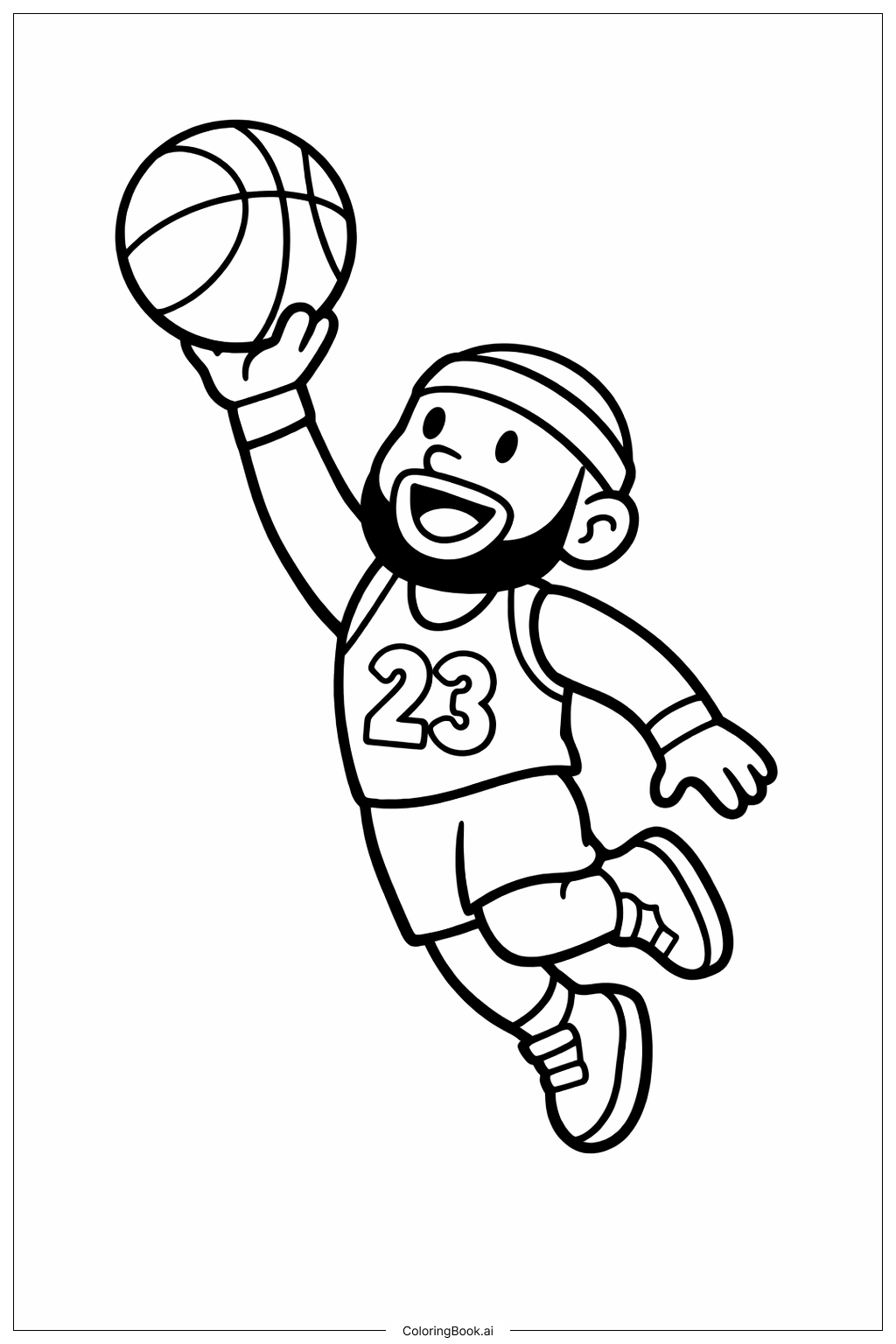  Lebron James Simple Action Coloring Page 