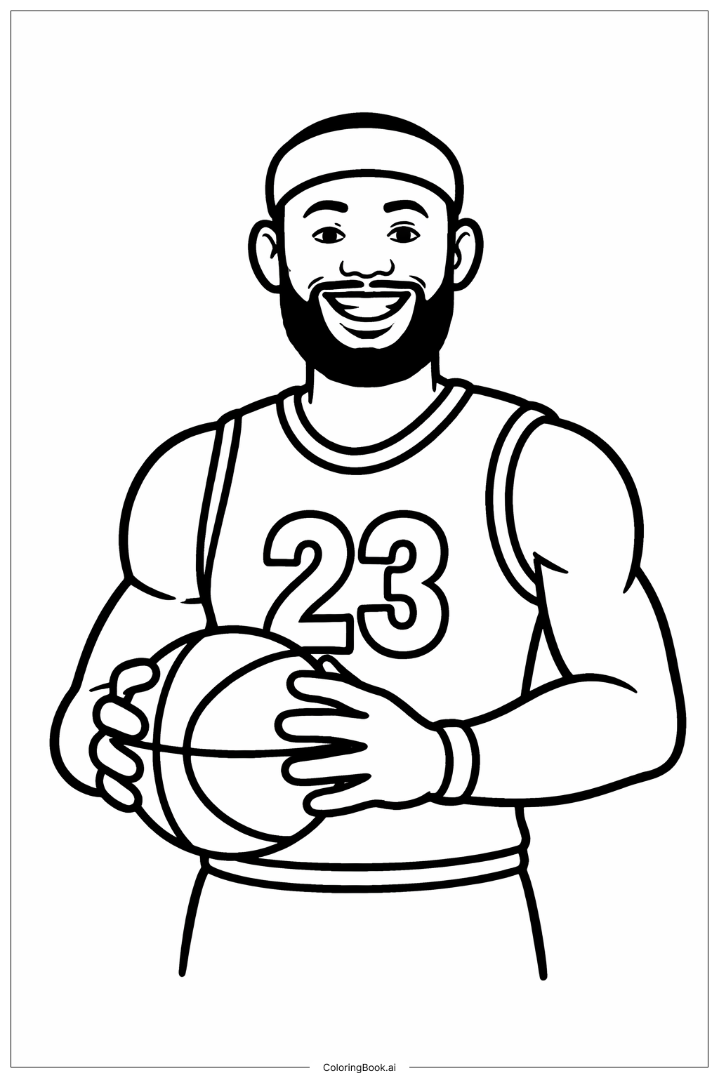  Lebron James With Ball Smile 2 Coloring Page 
