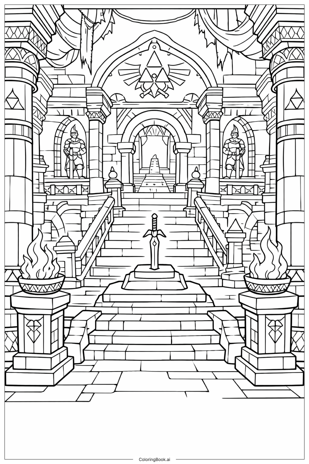  Legend Of Zelda Ancient Temple Interior Coloring Page 