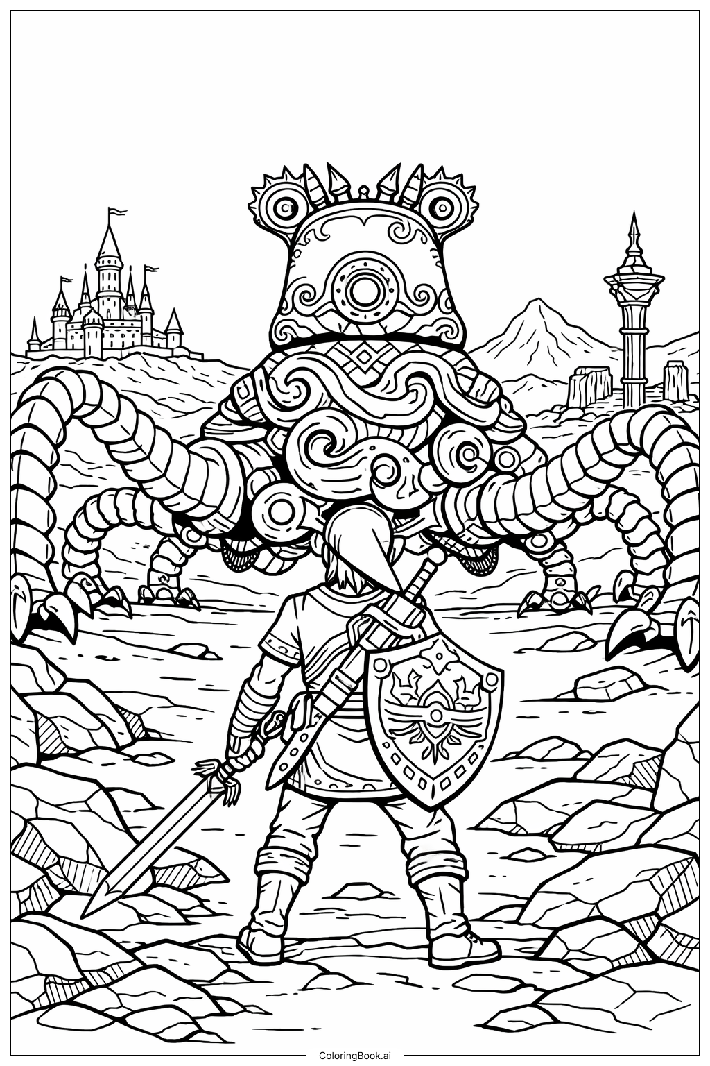  Legend Of Zelda Fierce Guardian Encounter Coloring Page 