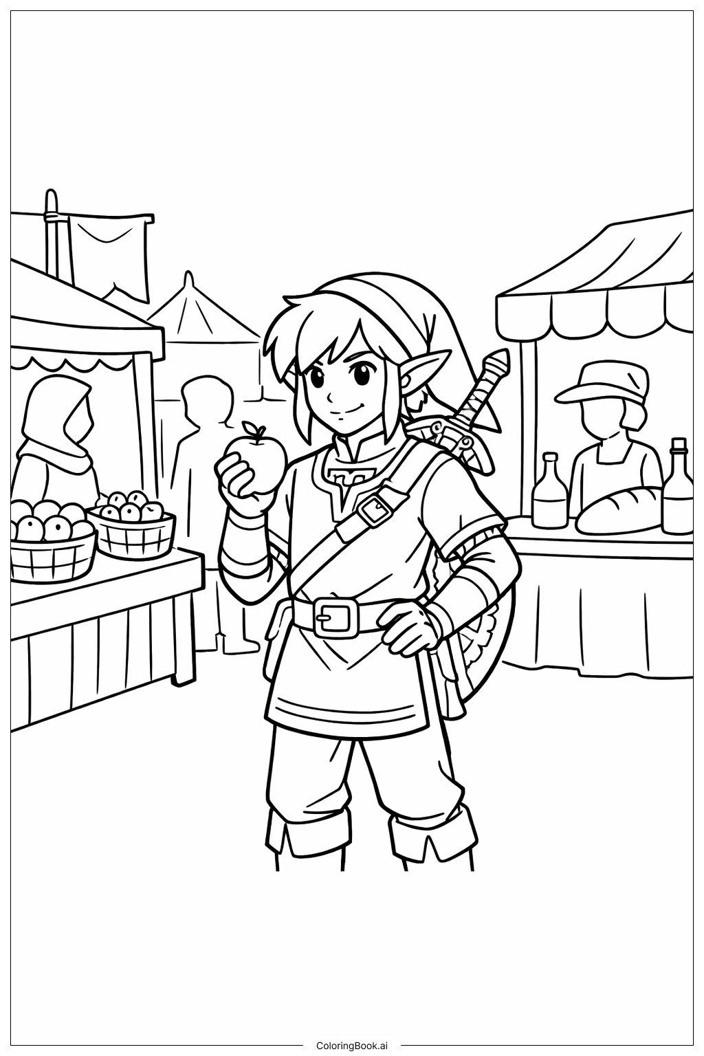  Legend Of Zelda Link At Market Coloring Page 
