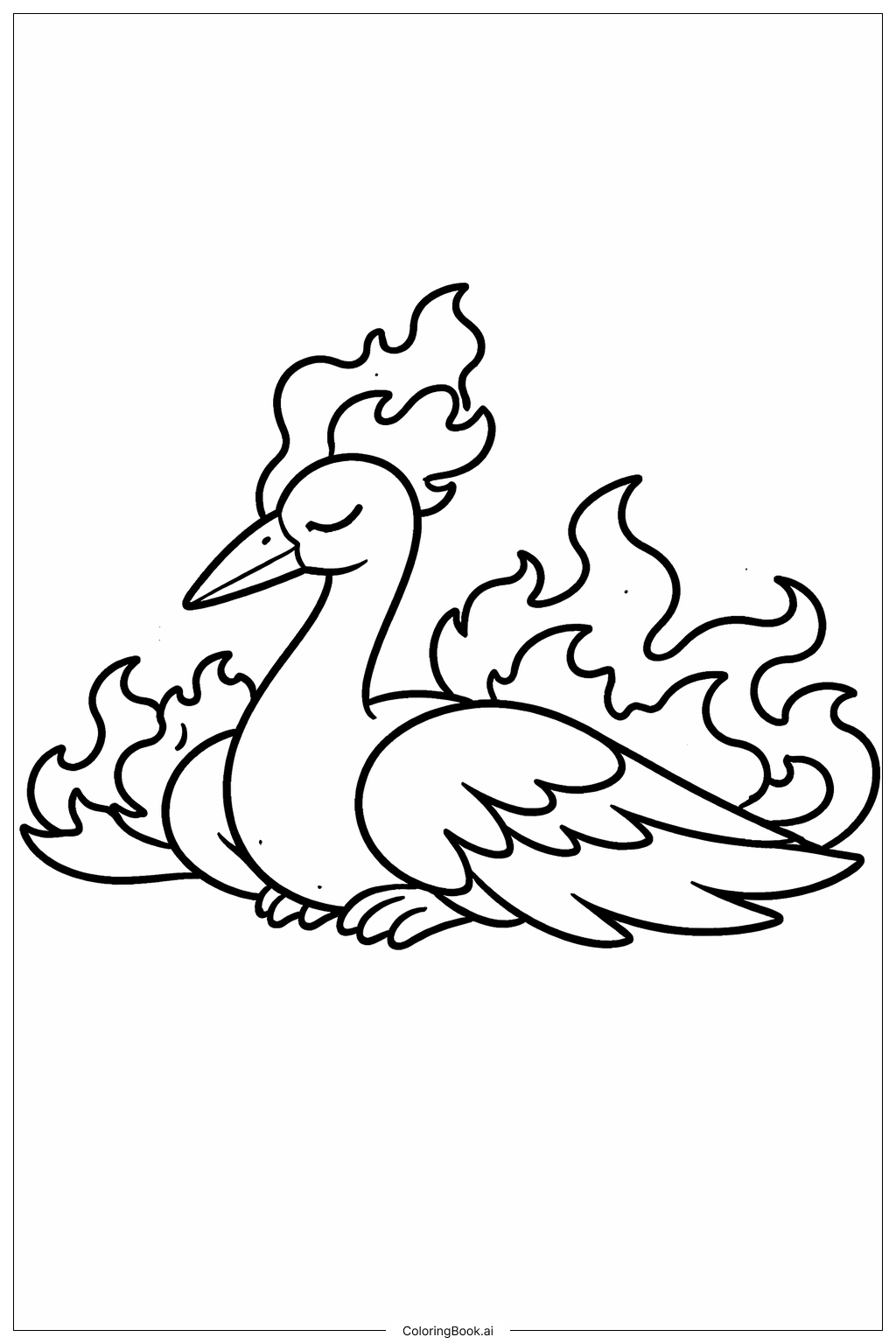  Trang tô màu Pokemon Huyền Thoại Moltres Nghỉ Ngơi 