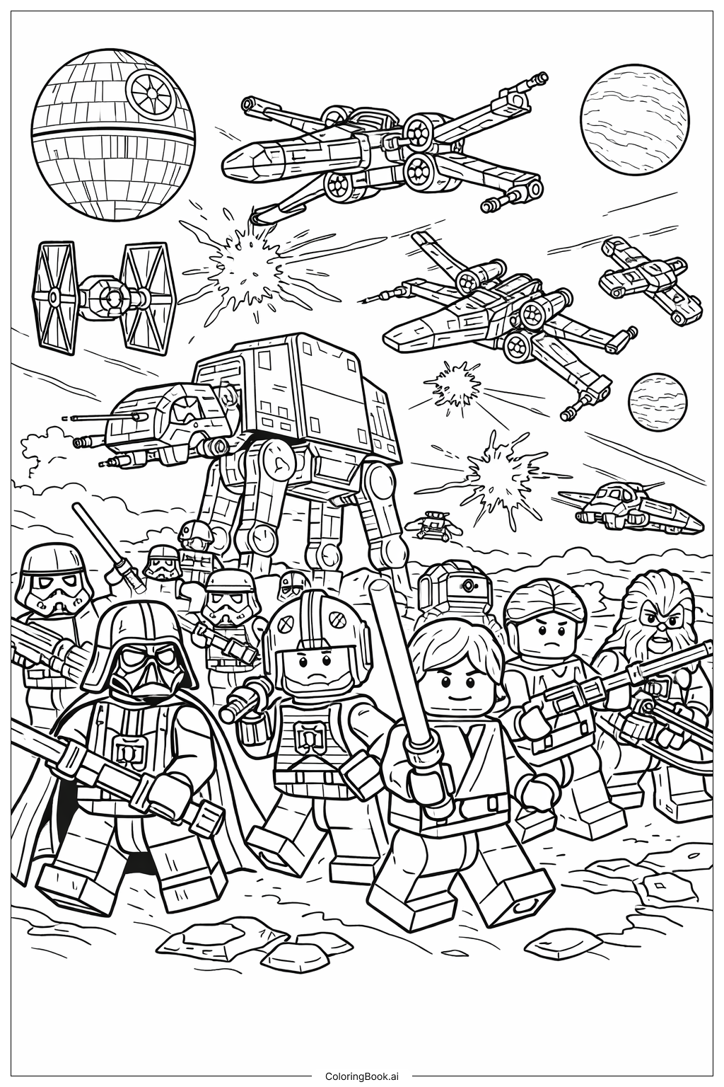  Lego Star Wars Battle Scene Coloring Page 