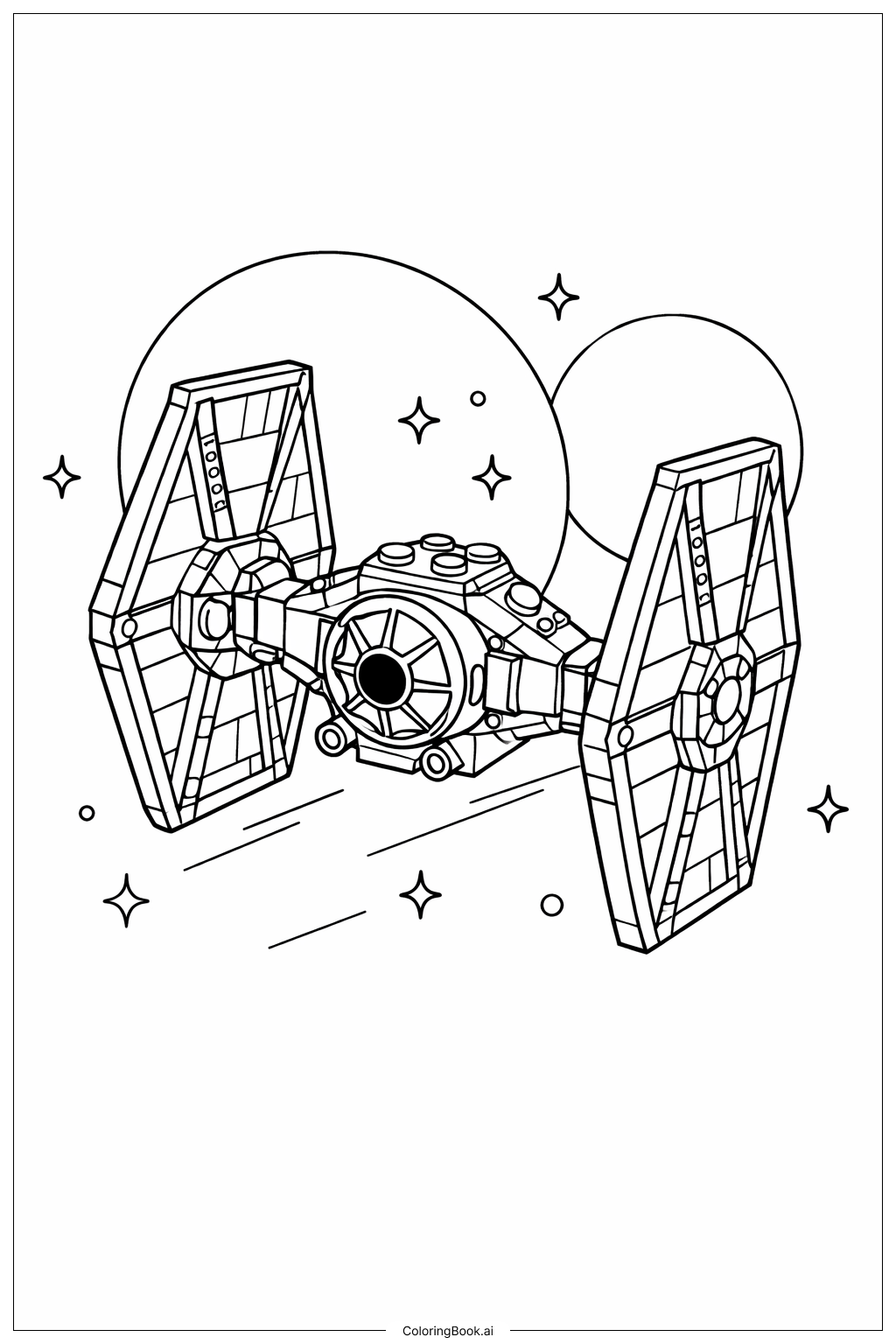  Lego Star Wars TIE Fighter Flyby Coloring Page 