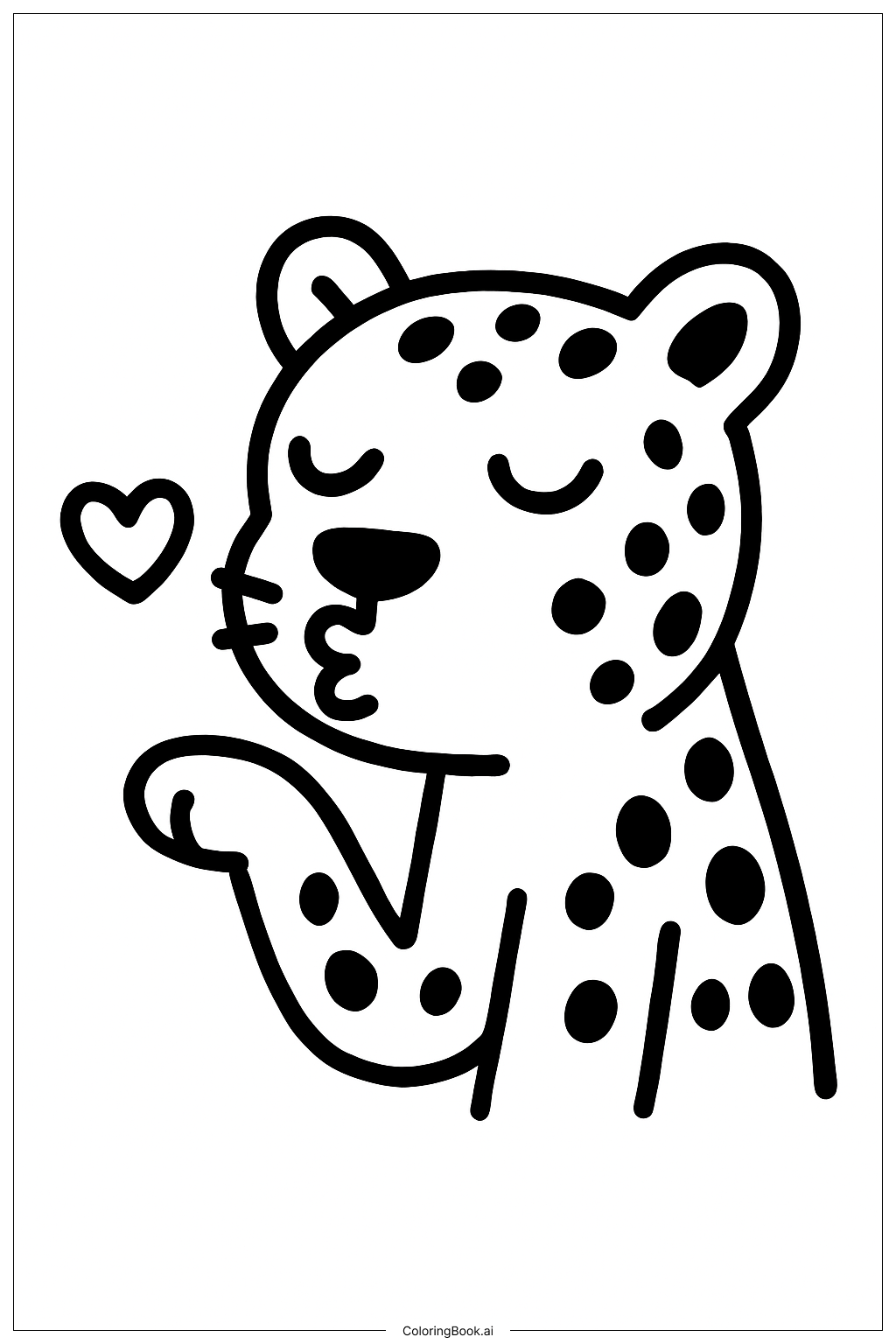  Página para colorir de Leopardo Mandando Beijo 