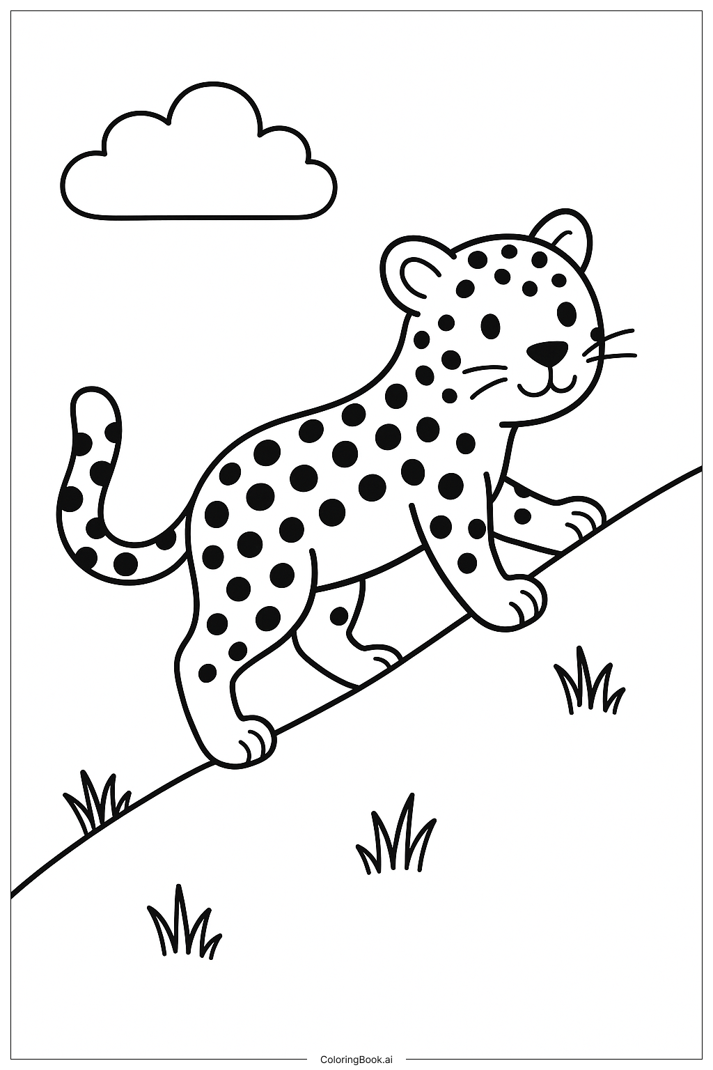  Página para colorir de Leopardo Subindo a Colina 