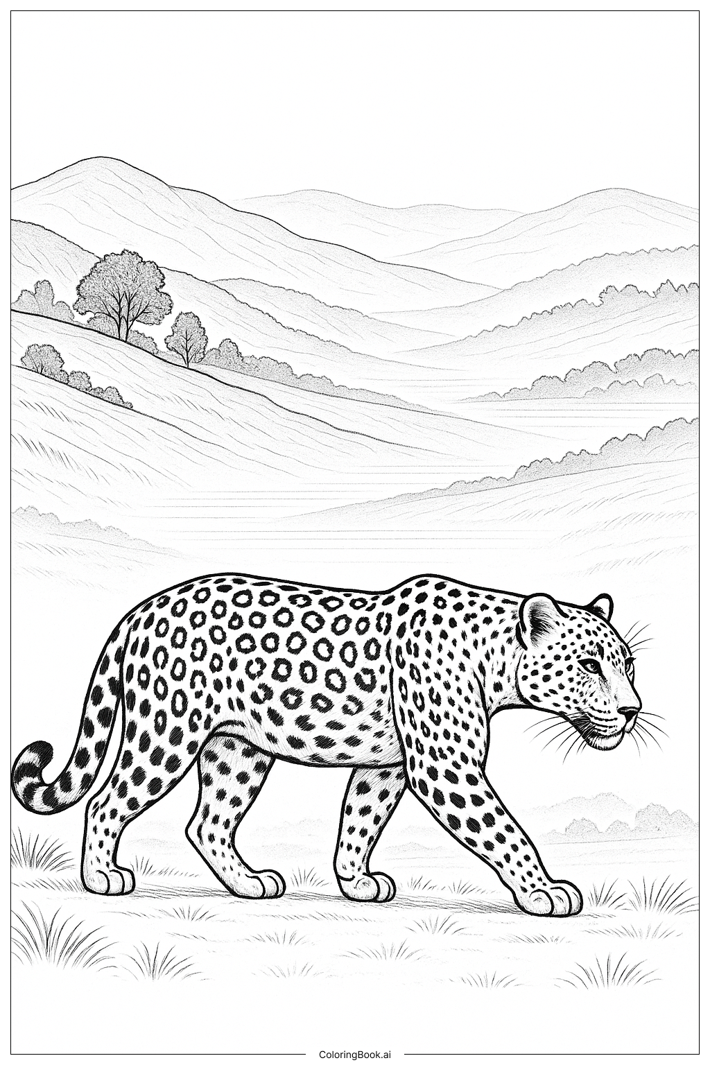  猎豹穿越雾谷填色页 