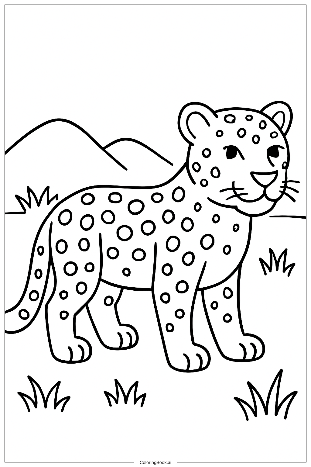  Página para colorir de Leopardo na Savana 