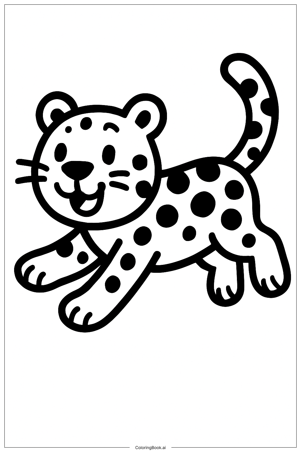  Página para colorir de Leopardo Pulando Alegremente 