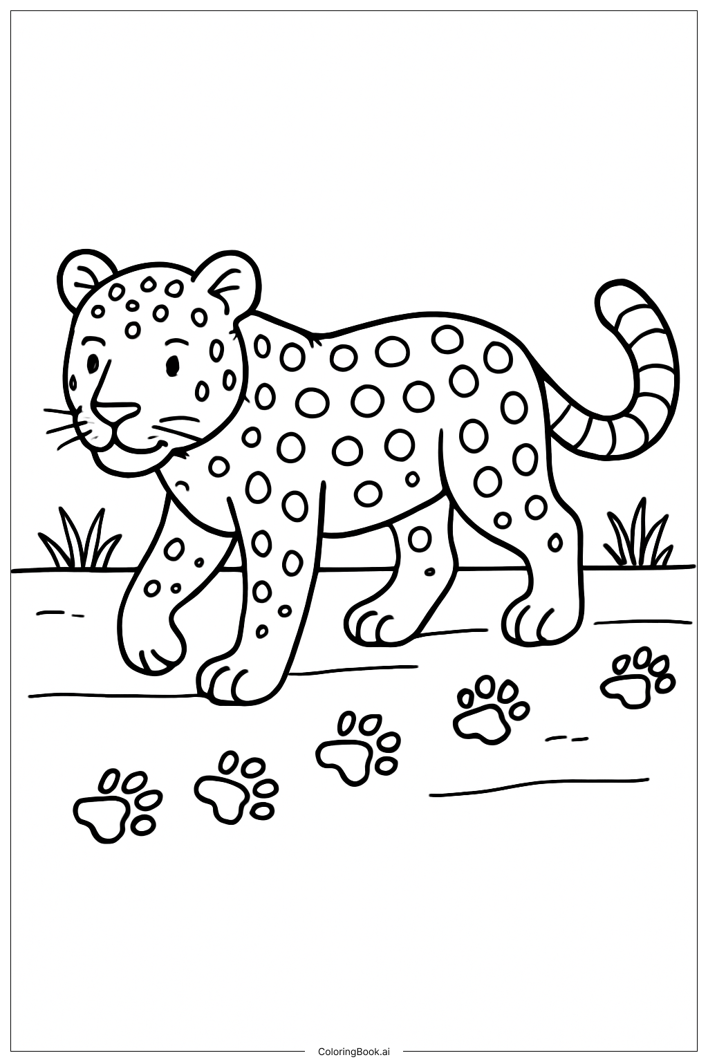  Página para colorir de Trilha das Pegadas de Onça 