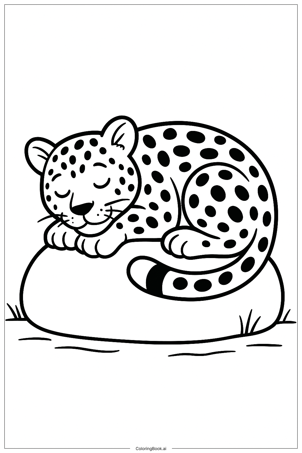  Página para colorir de Leopardo Descansando sobre a Rocha 