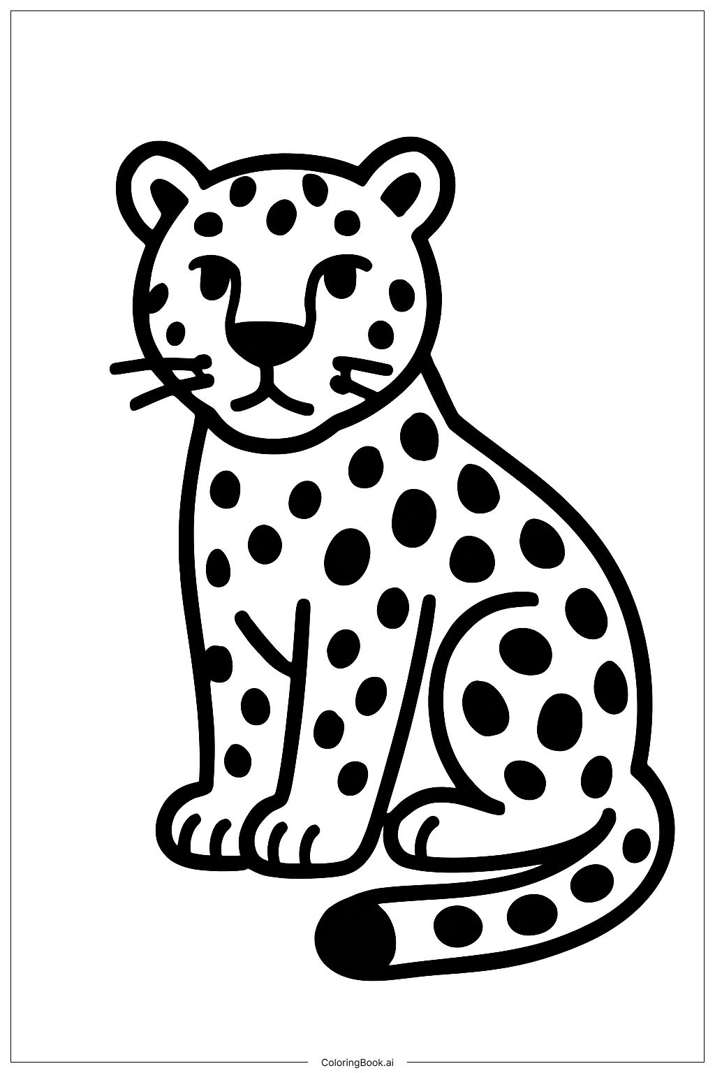  Página para colorir de Leopardo Sentado Calmamente 