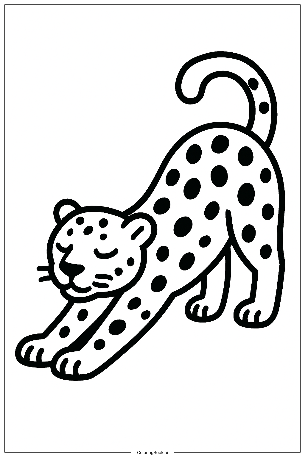  Página para colorir de Leopardo Esticando-se 