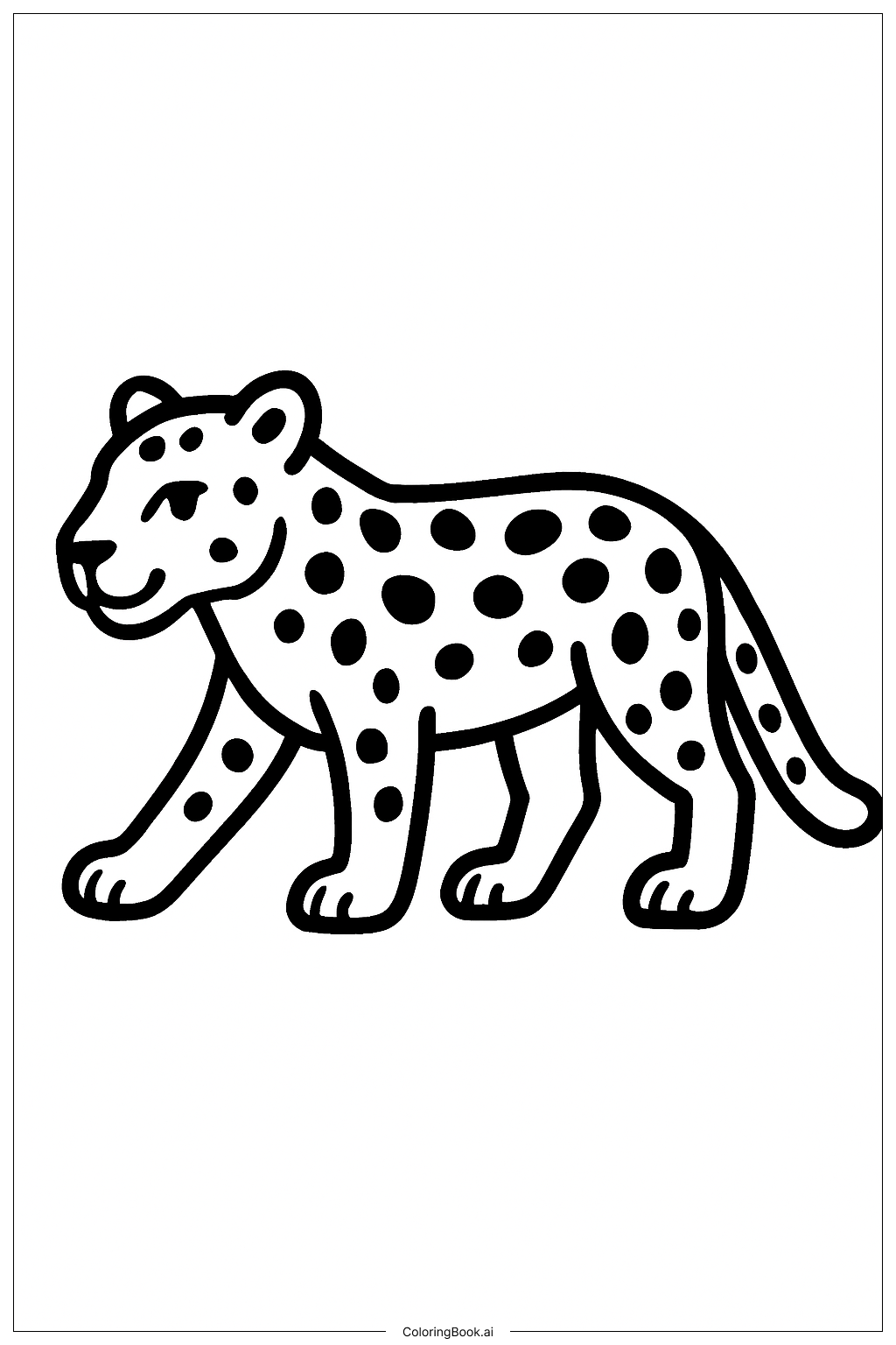  Página para colorir de Leopardo Andando Simples 